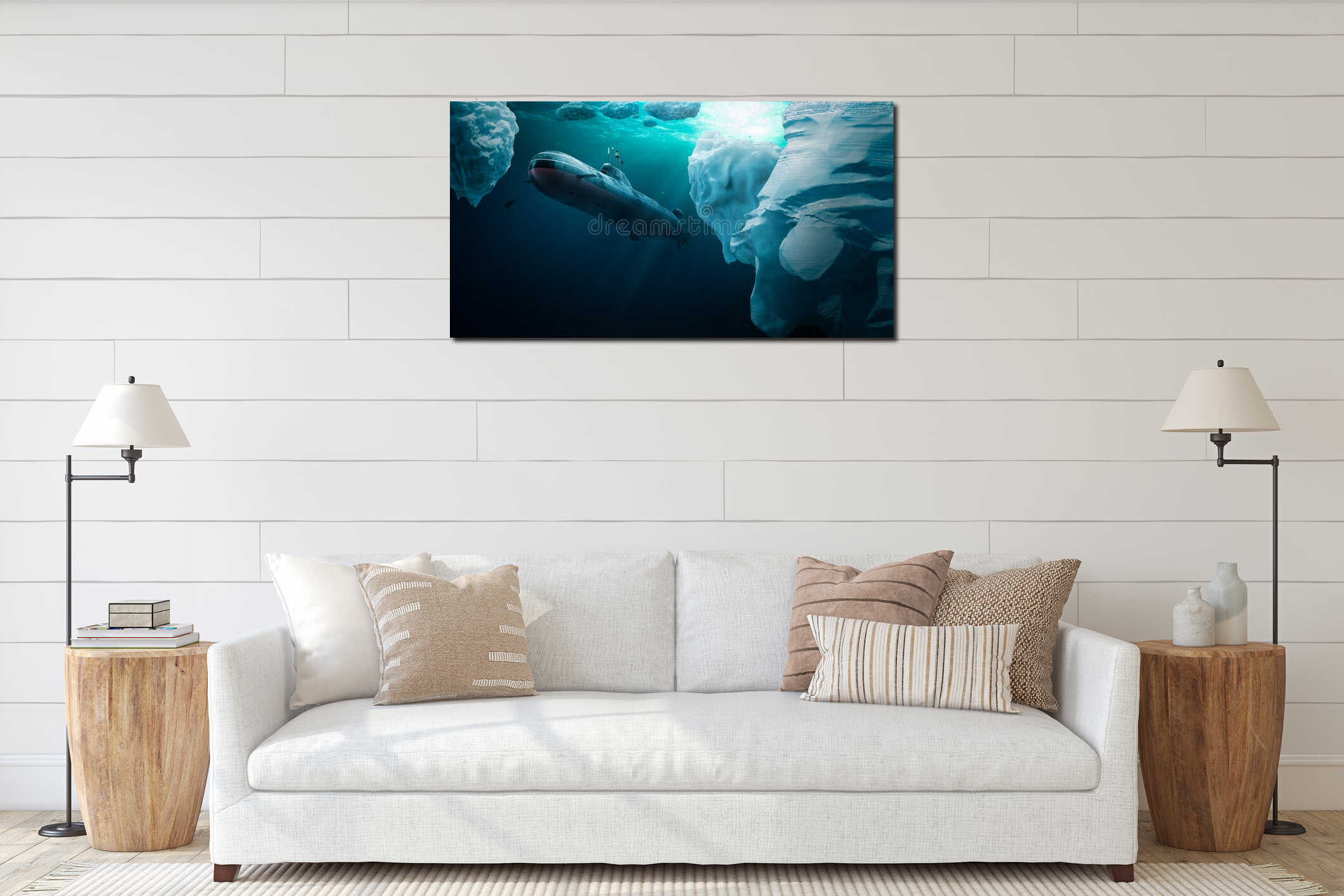 Canvas hanging interior mockup