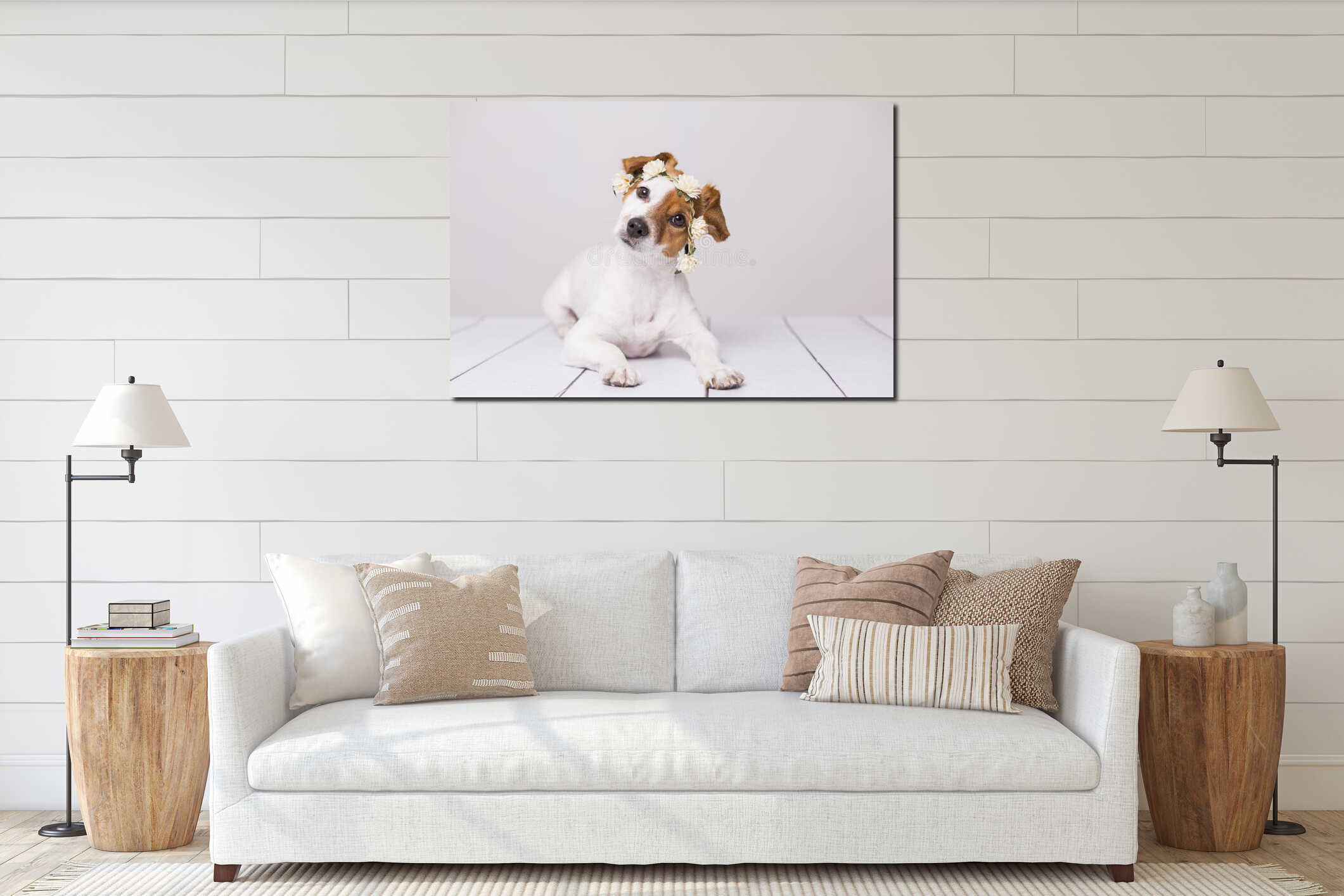 Canvas hanging interior mockup