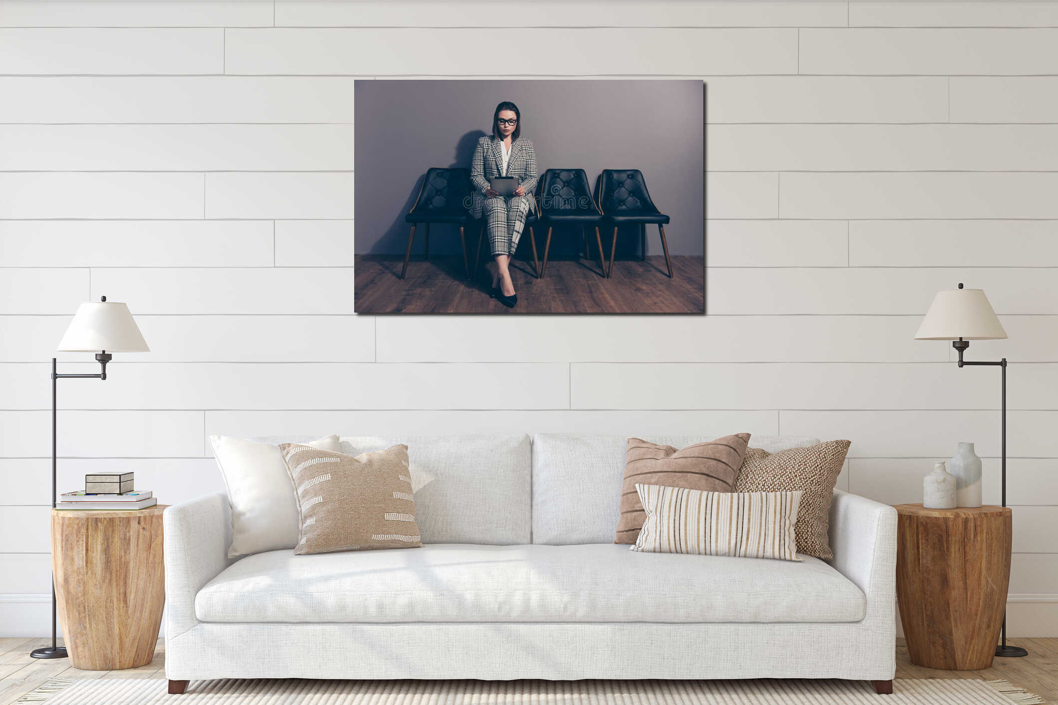 Canvas hanging interior mockup
