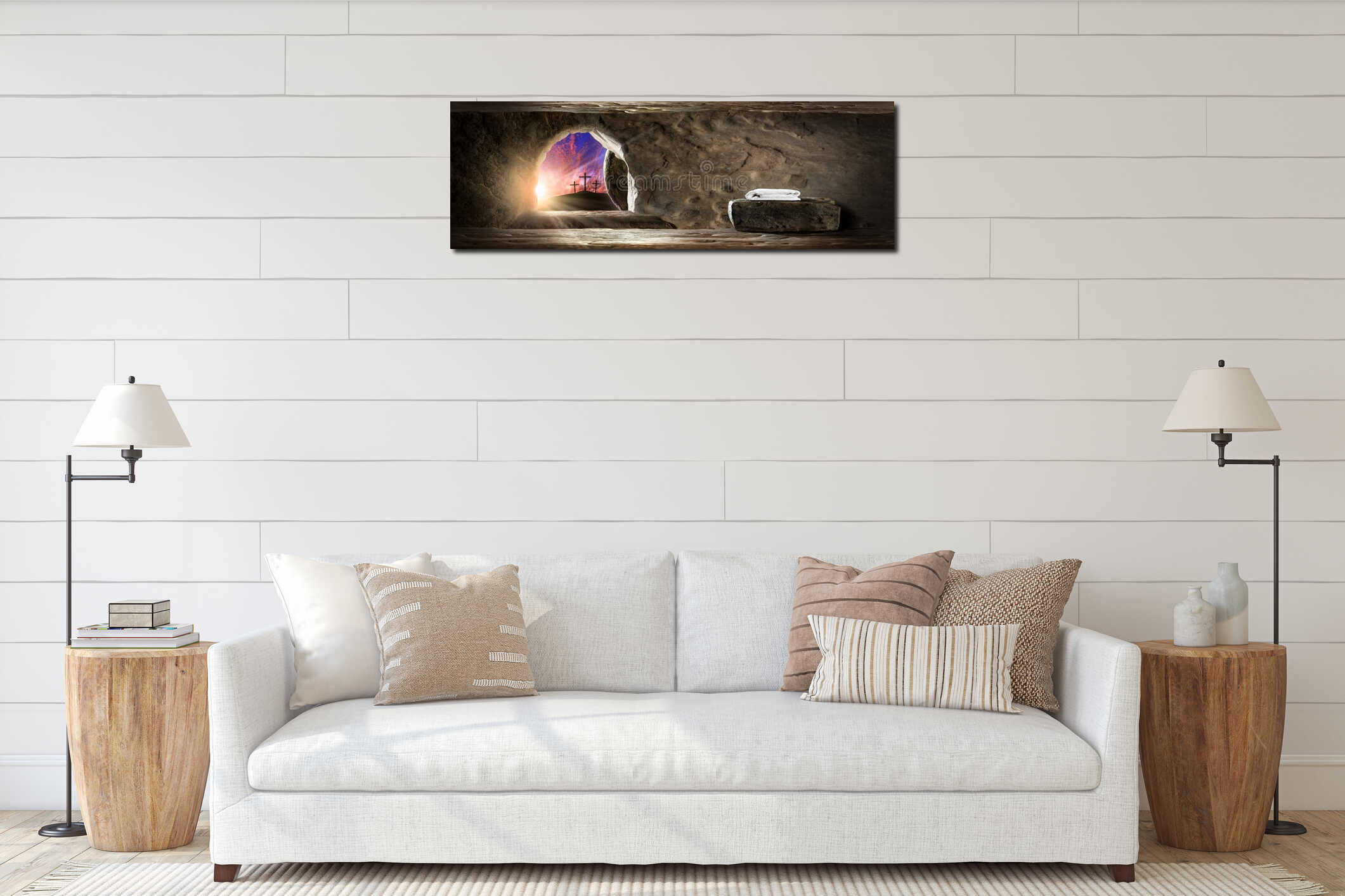 Canvas hanging interior mockup