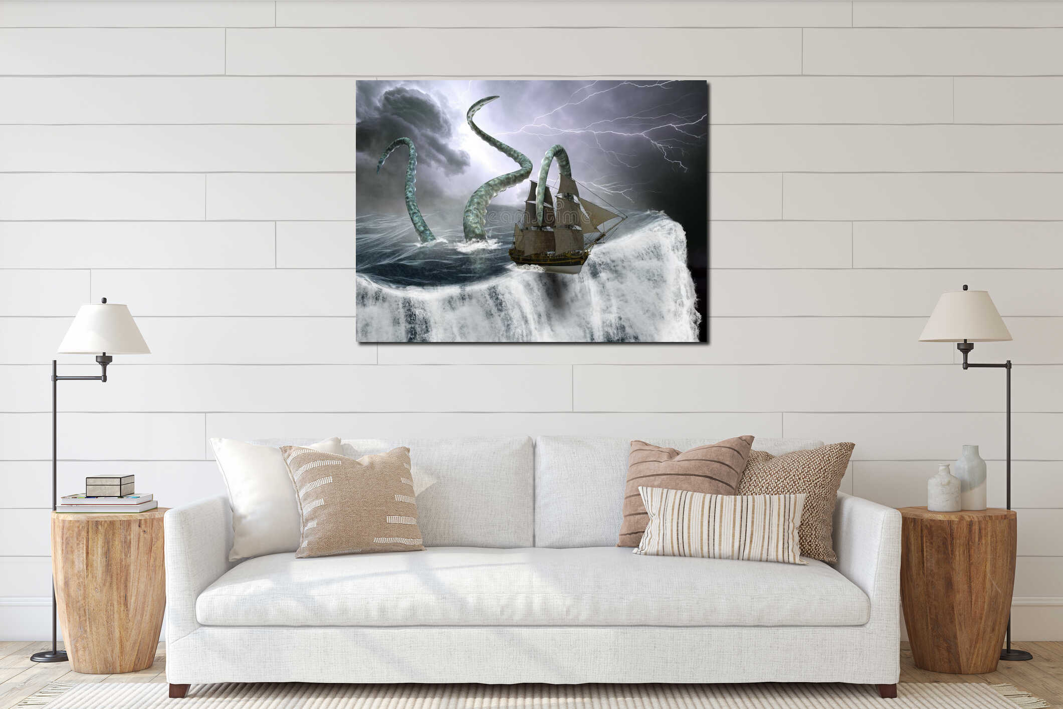 Canvas hanging interior mockup