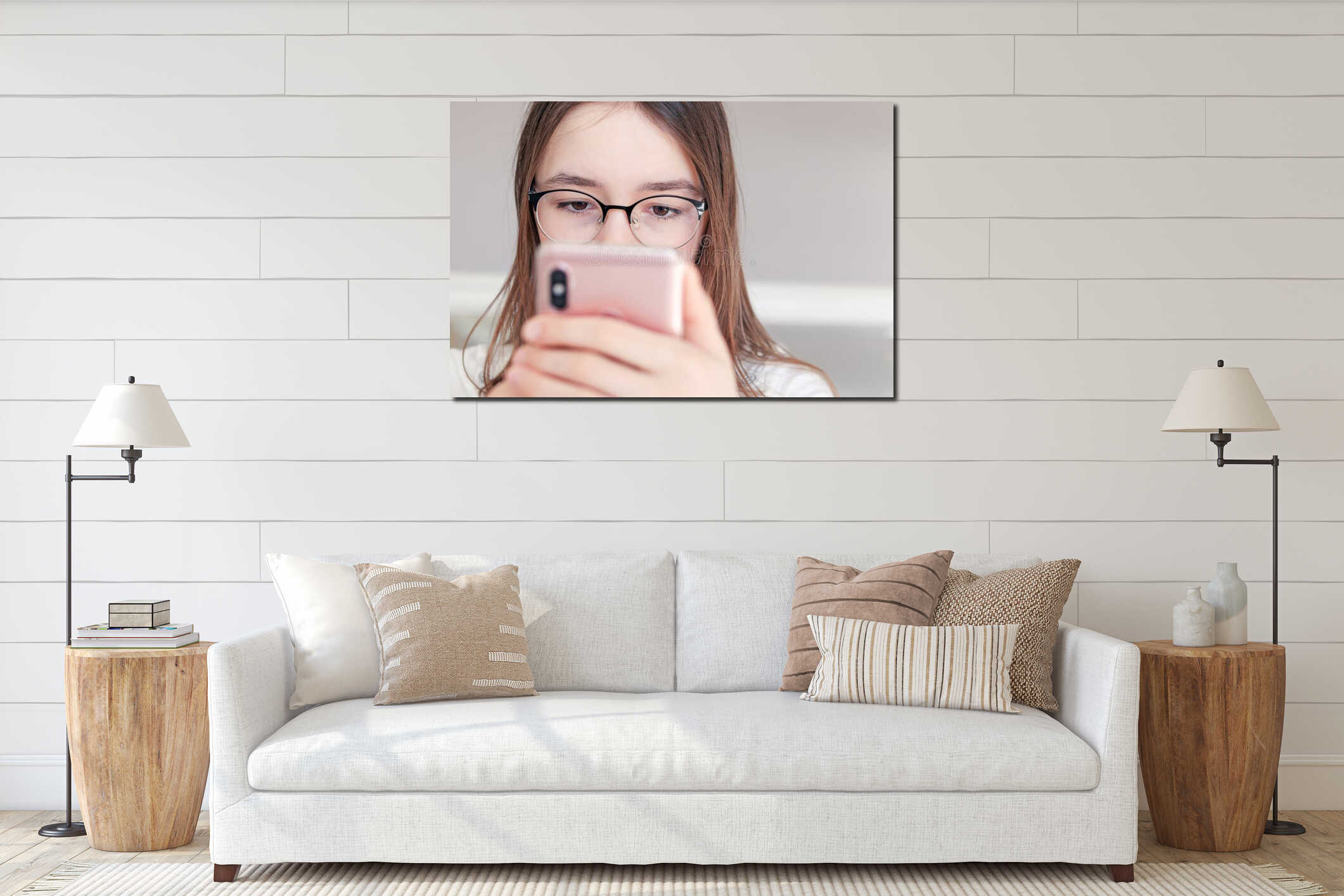 Canvas hanging interior mockup
