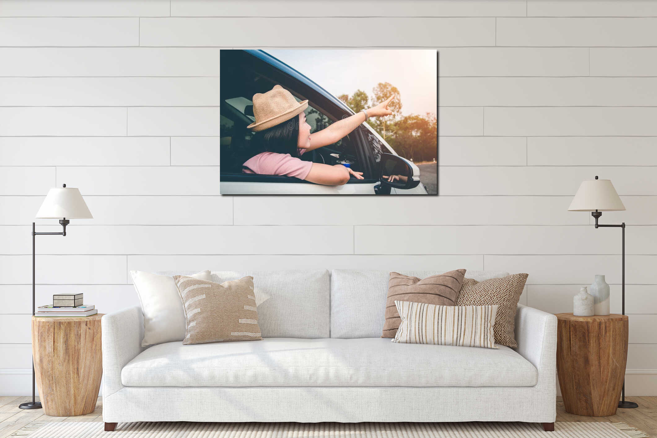 Canvas hanging interior mockup