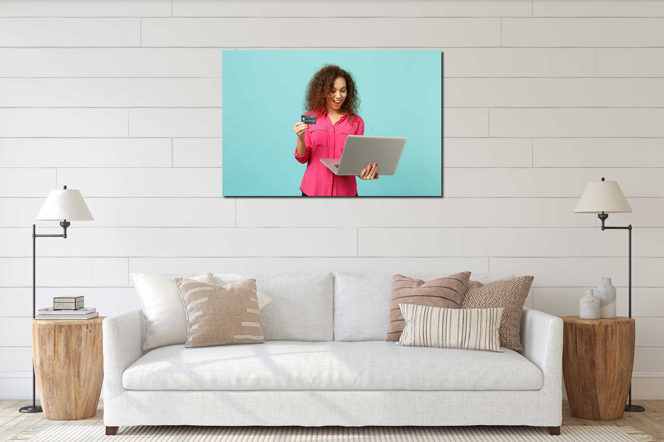 Canvas hanging interior mockup
