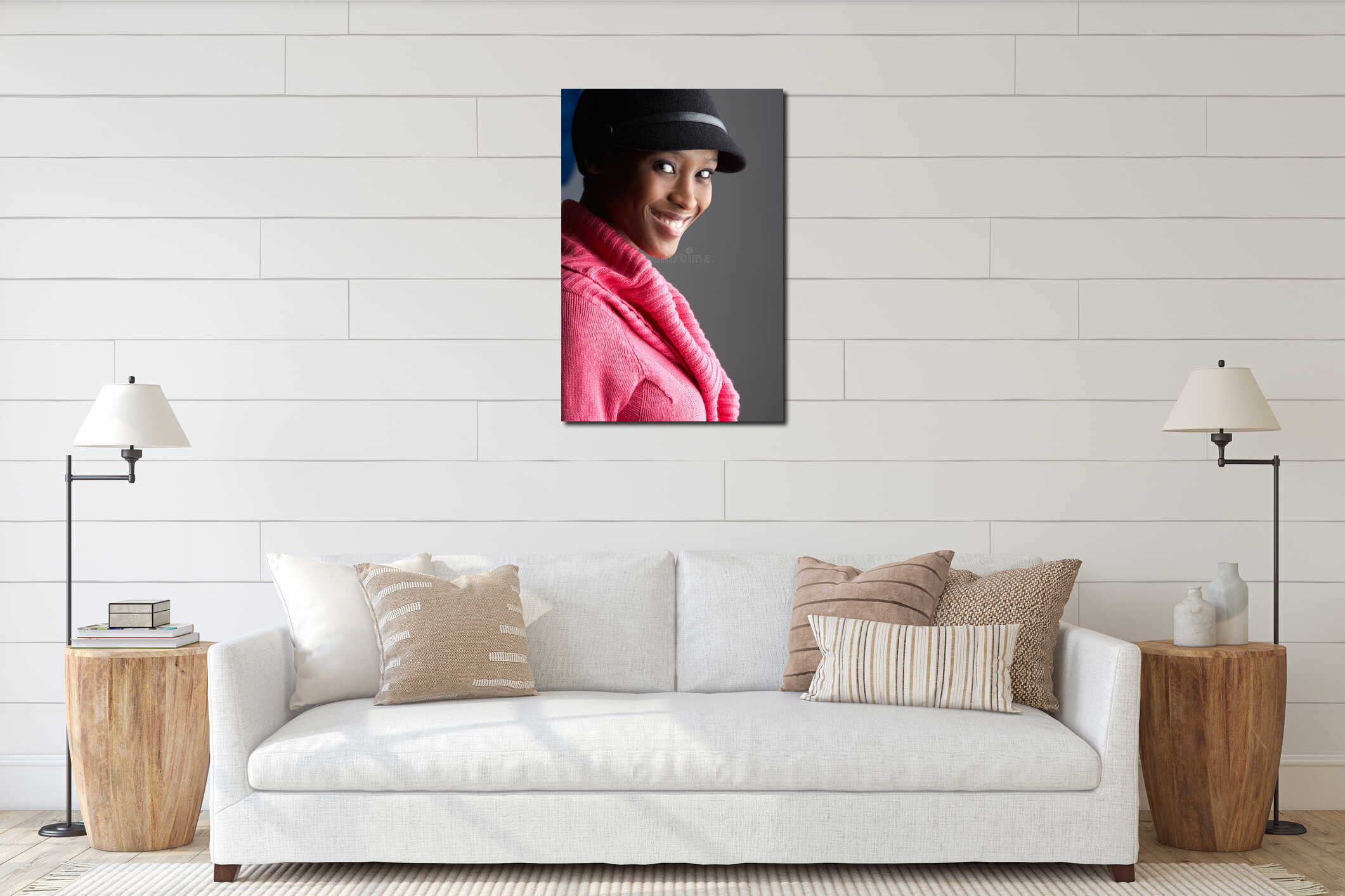 Canvas hanging interior mockup