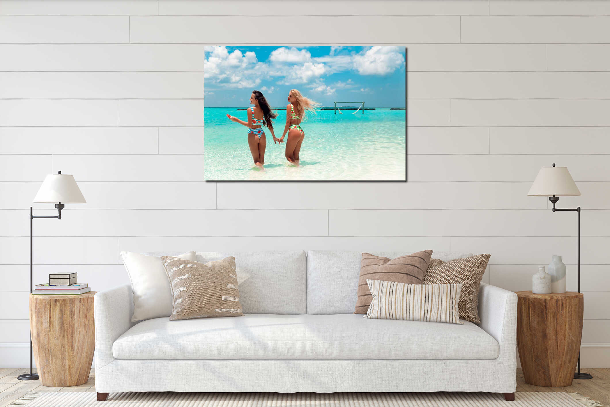 Canvas hanging interior mockup