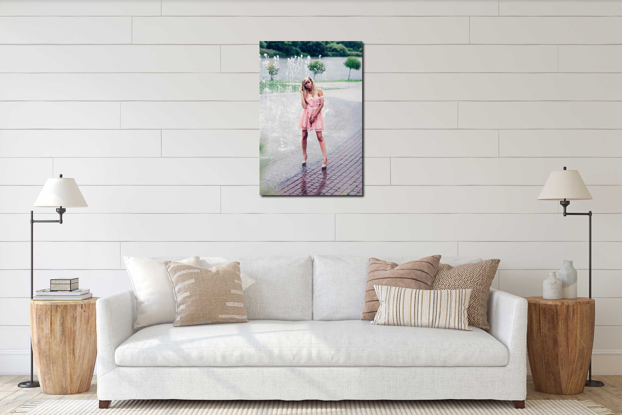 Canvas hanging interior mockup
