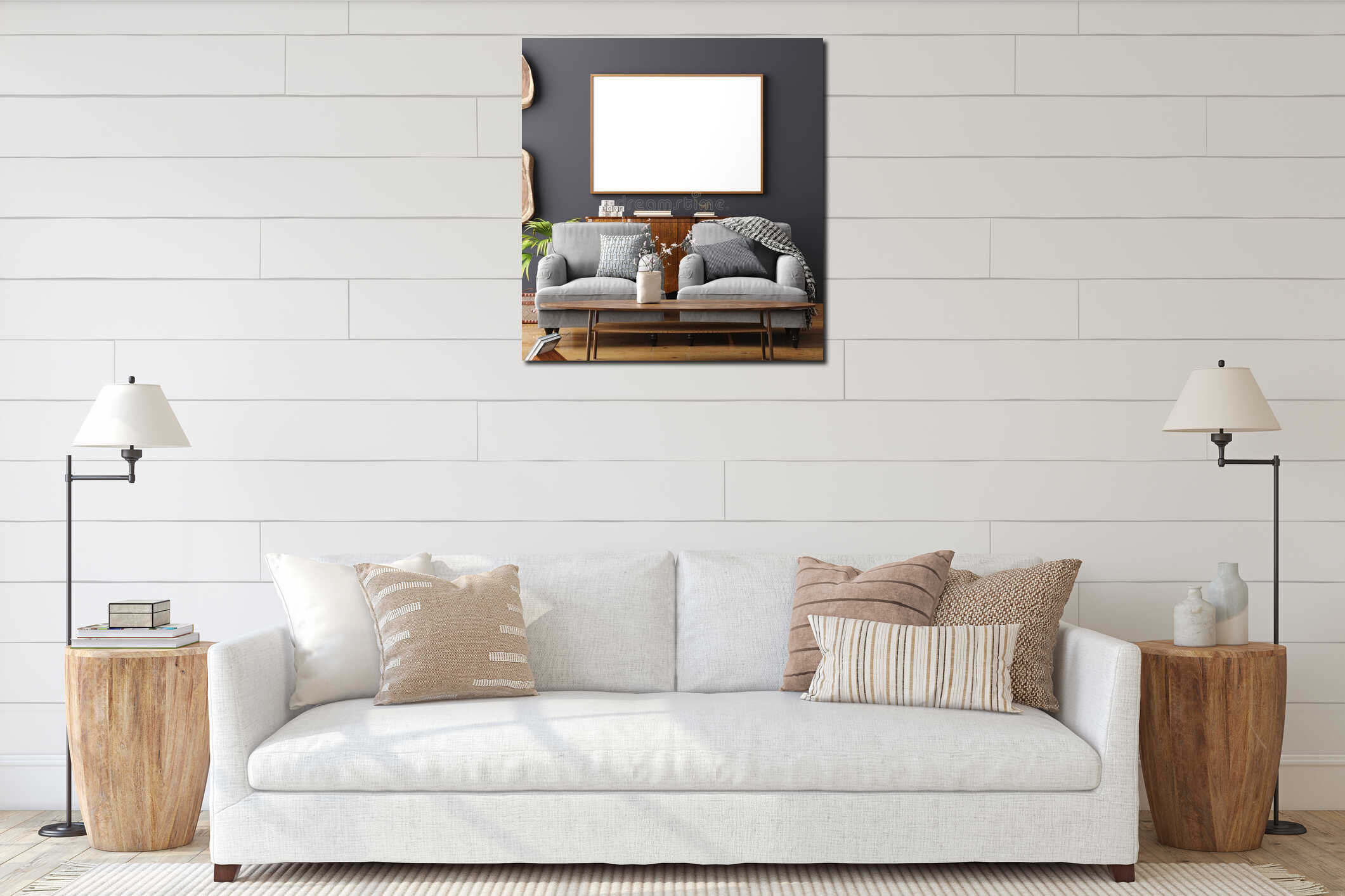 Canvas hanging interior mockup
