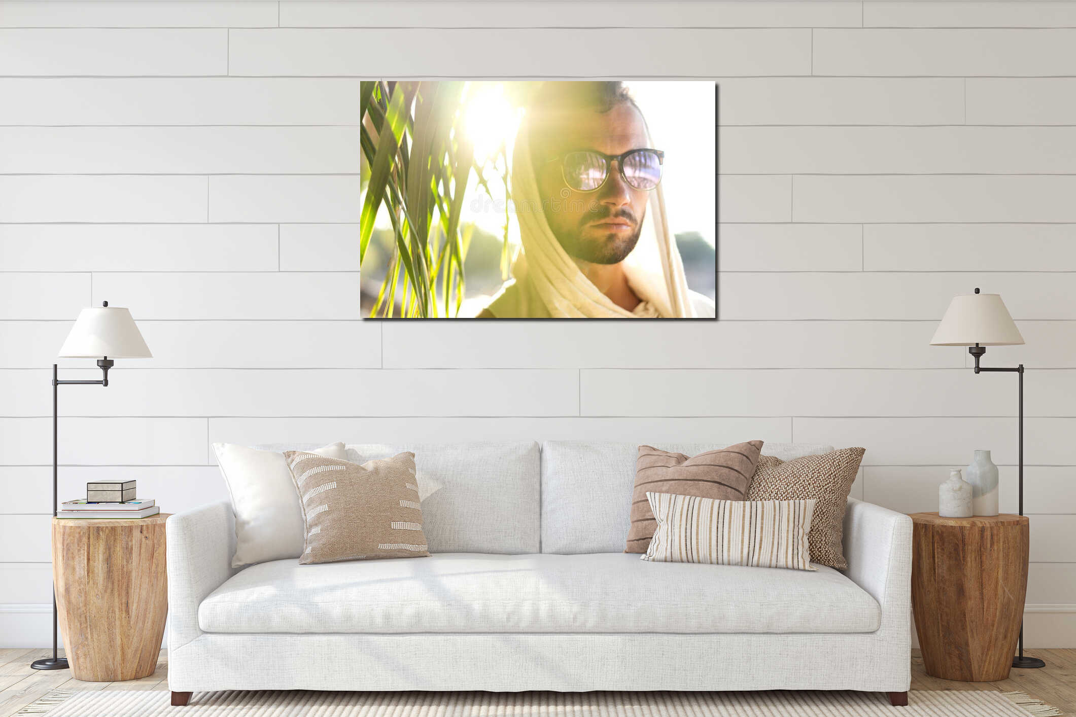 Canvas hanging interior mockup