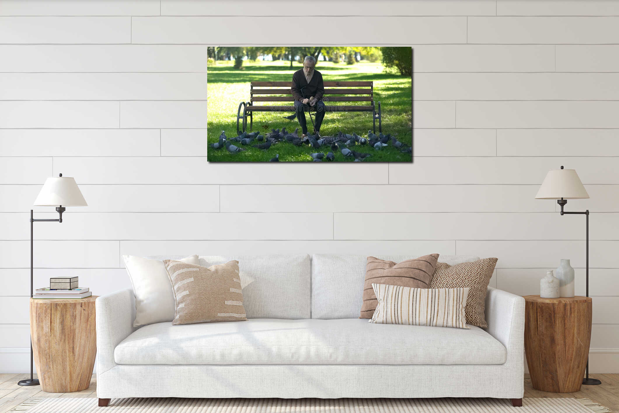 Canvas hanging interior mockup