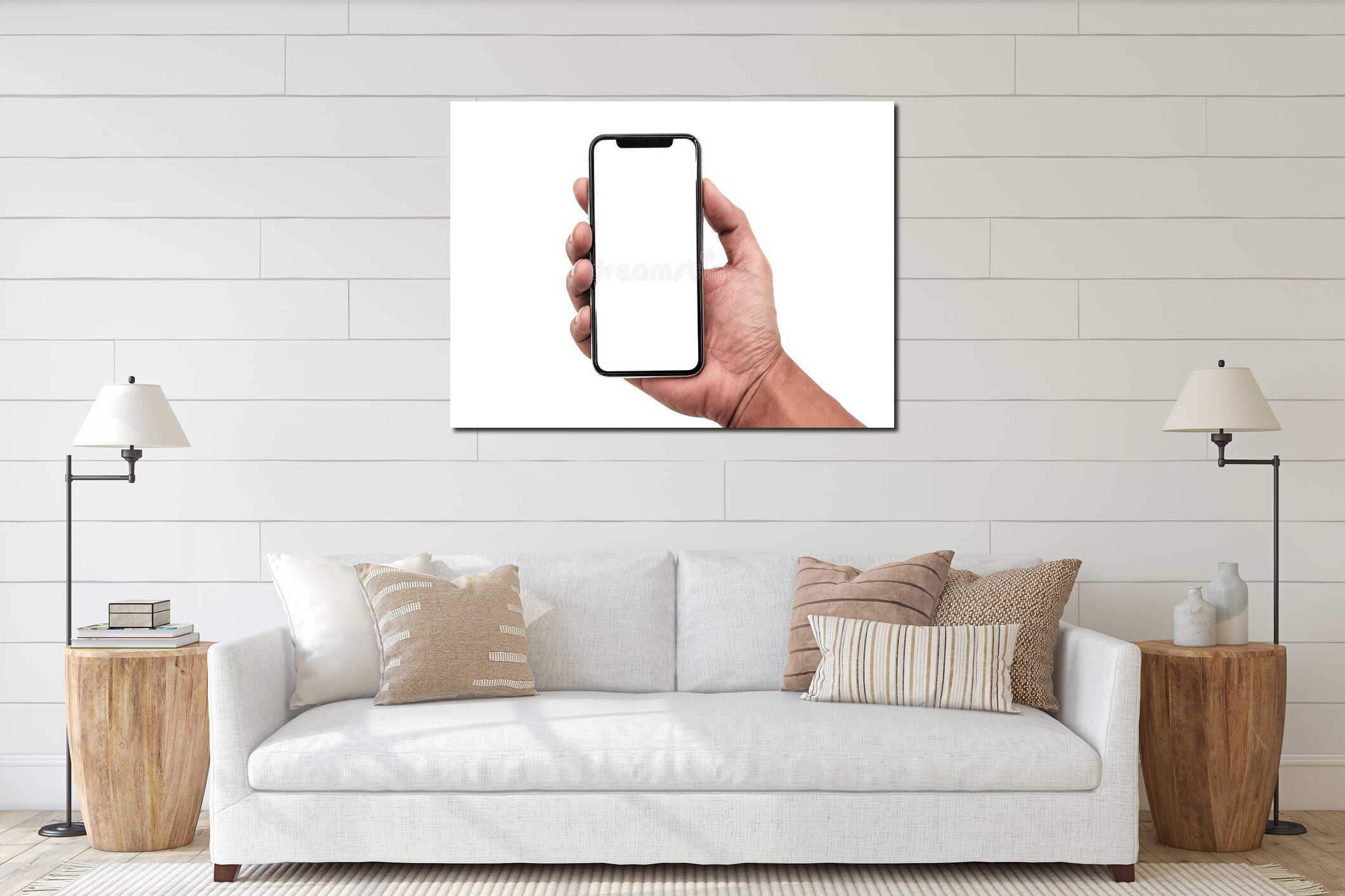 Canvas hanging interior mockup