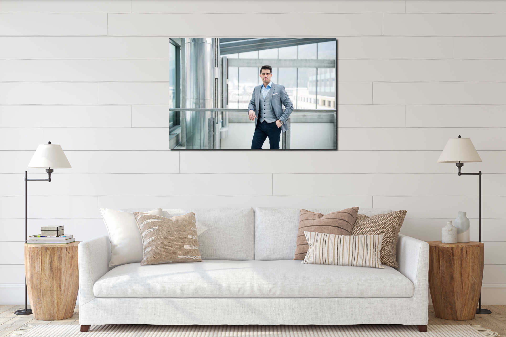 Canvas hanging interior mockup