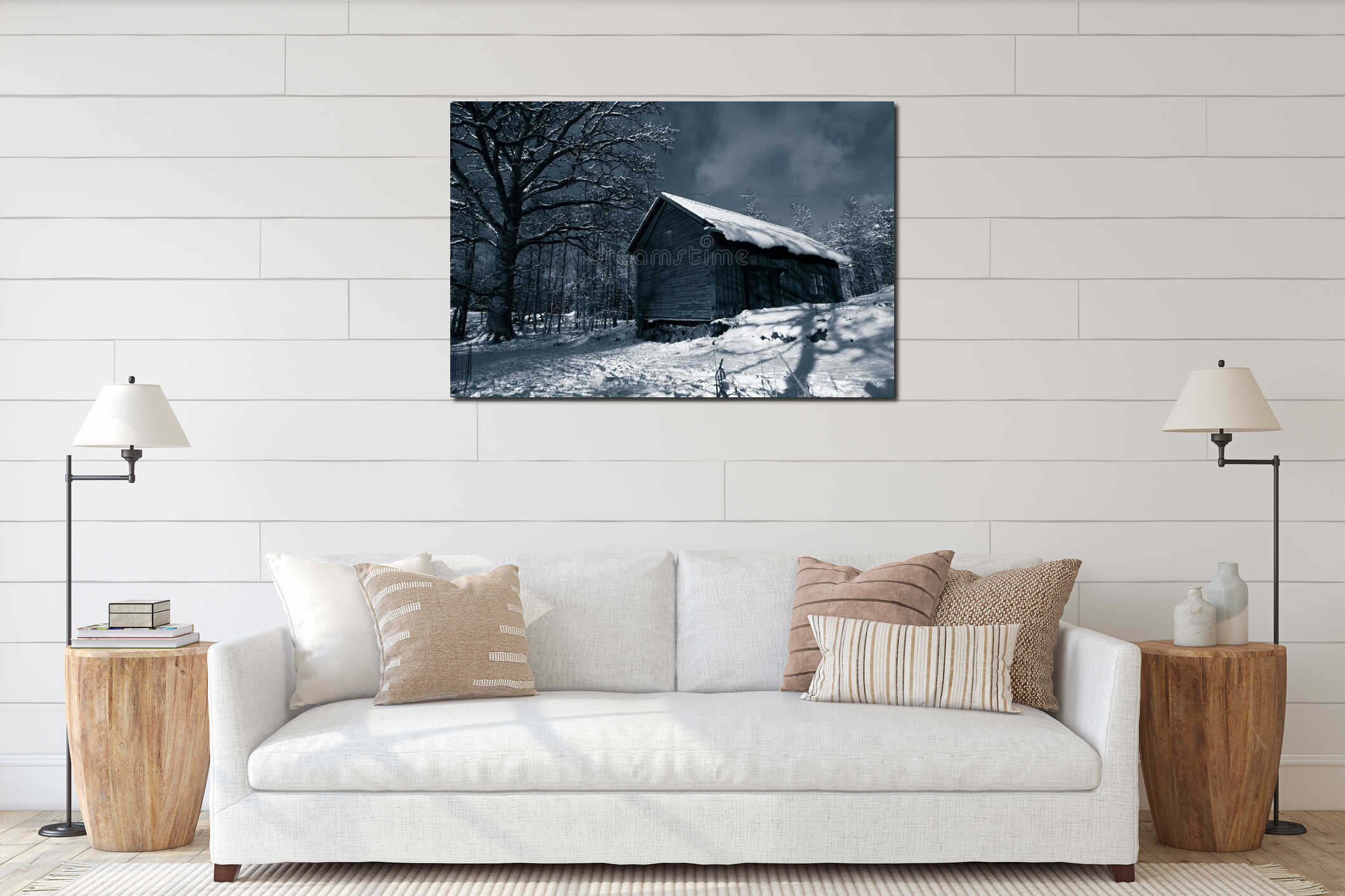 Canvas hanging interior mockup