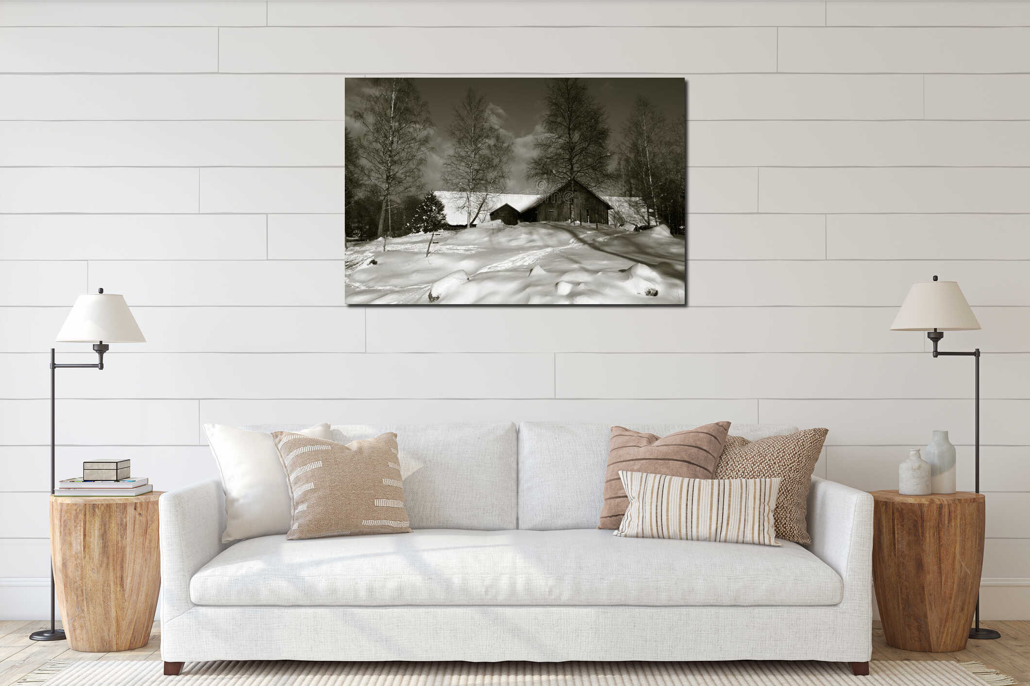 Canvas hanging interior mockup