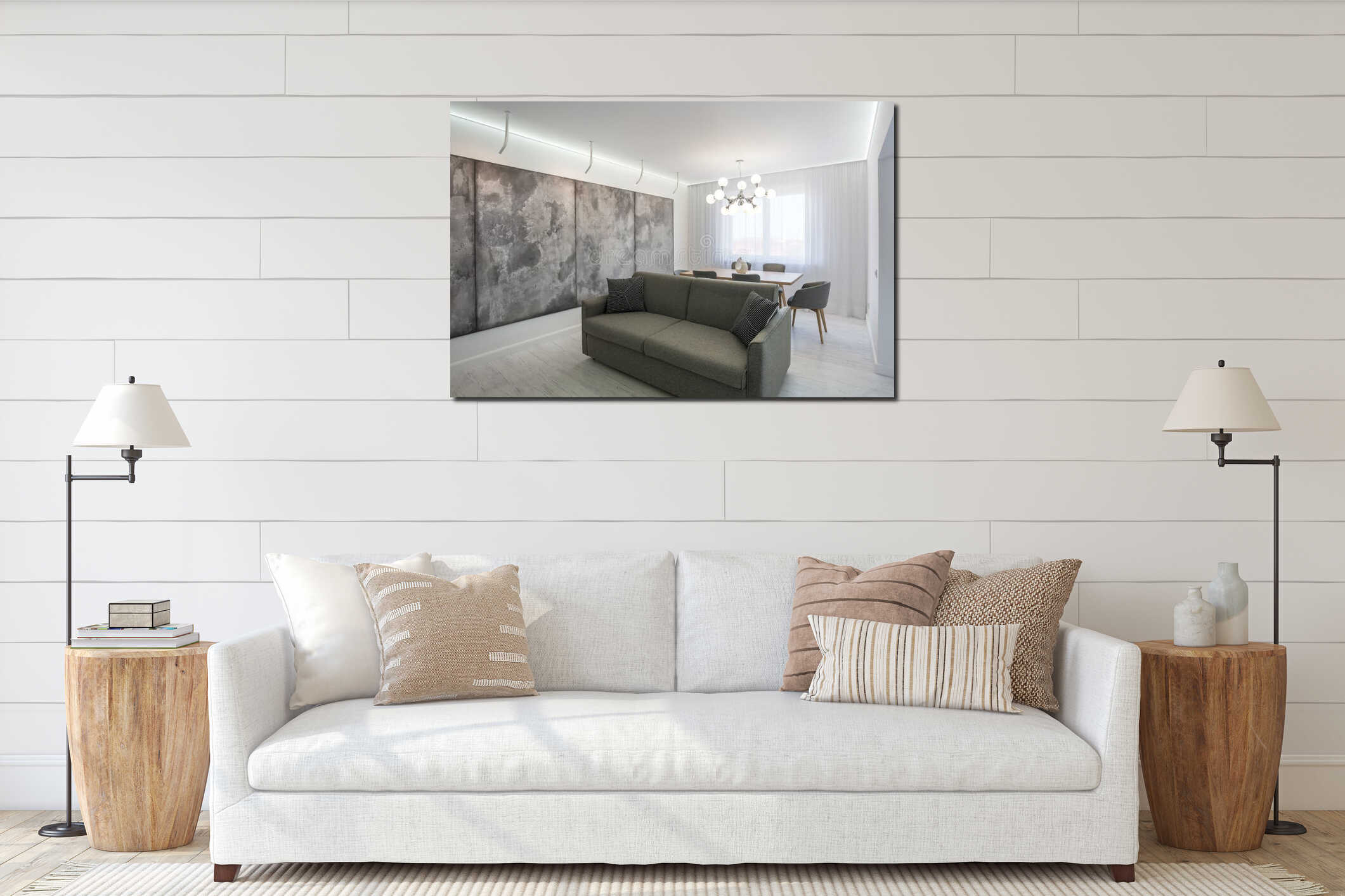 Canvas hanging interior mockup