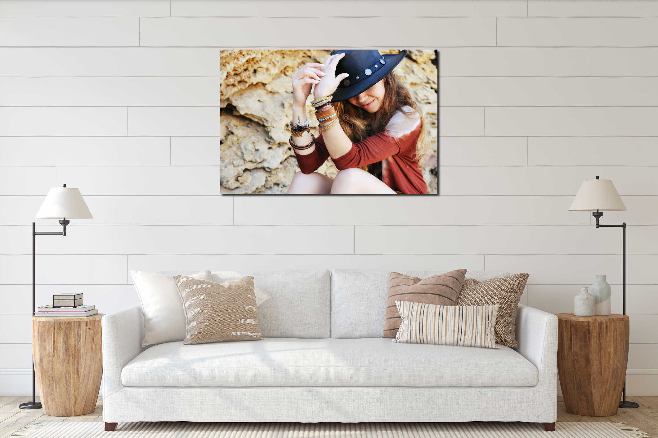 Canvas hanging interior mockup