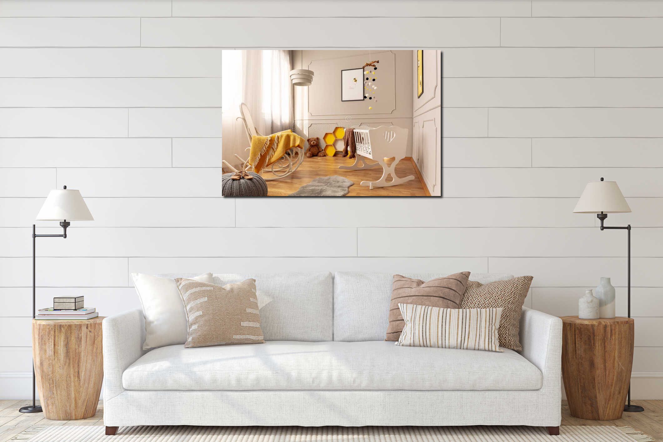 Canvas hanging interior mockup