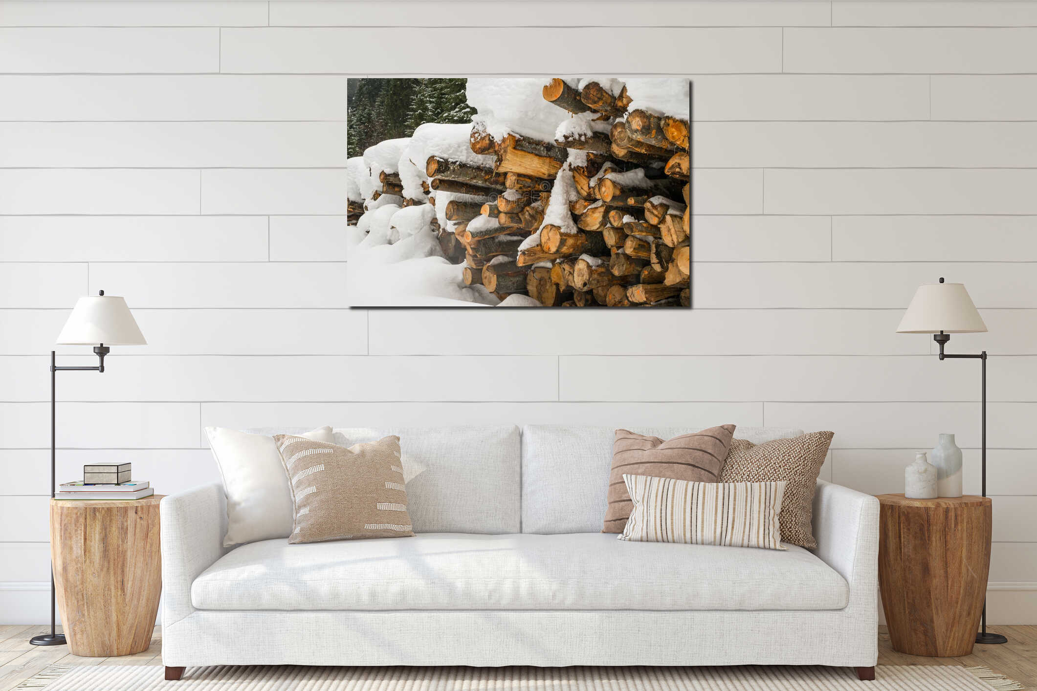 Canvas hanging interior mockup