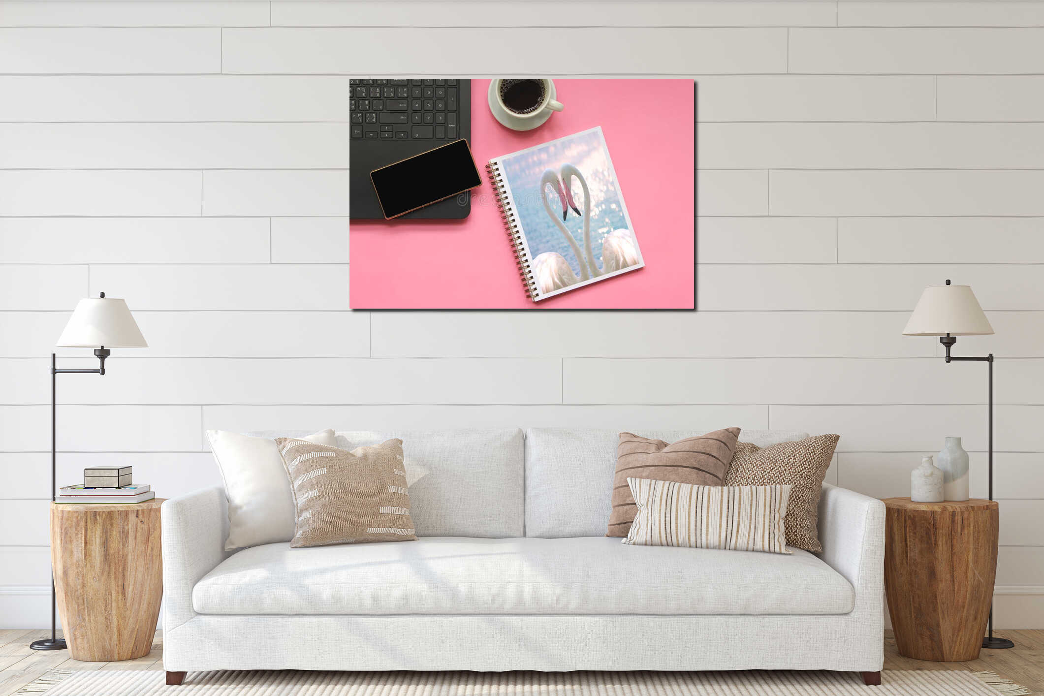 Canvas hanging interior mockup