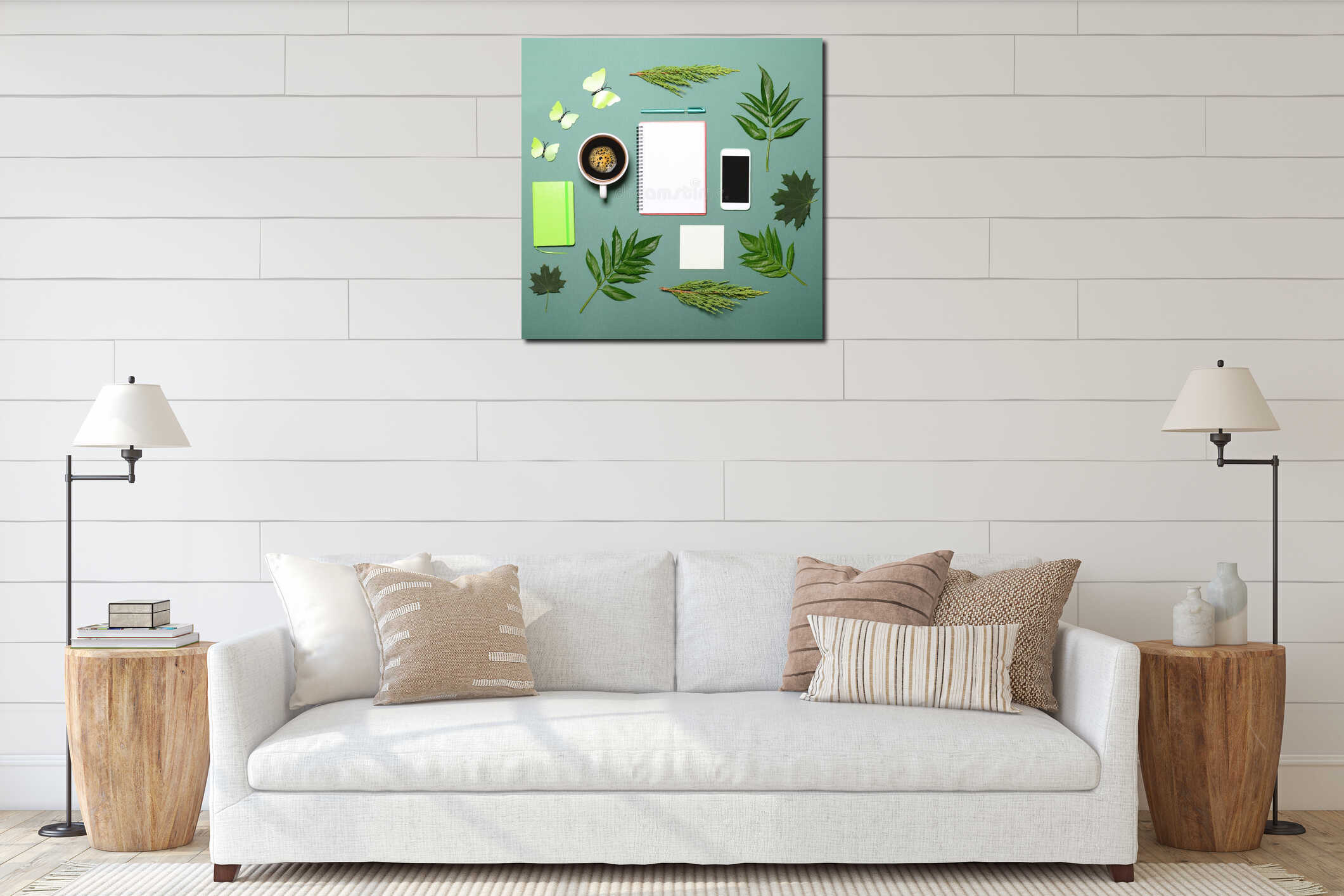 Canvas hanging interior mockup