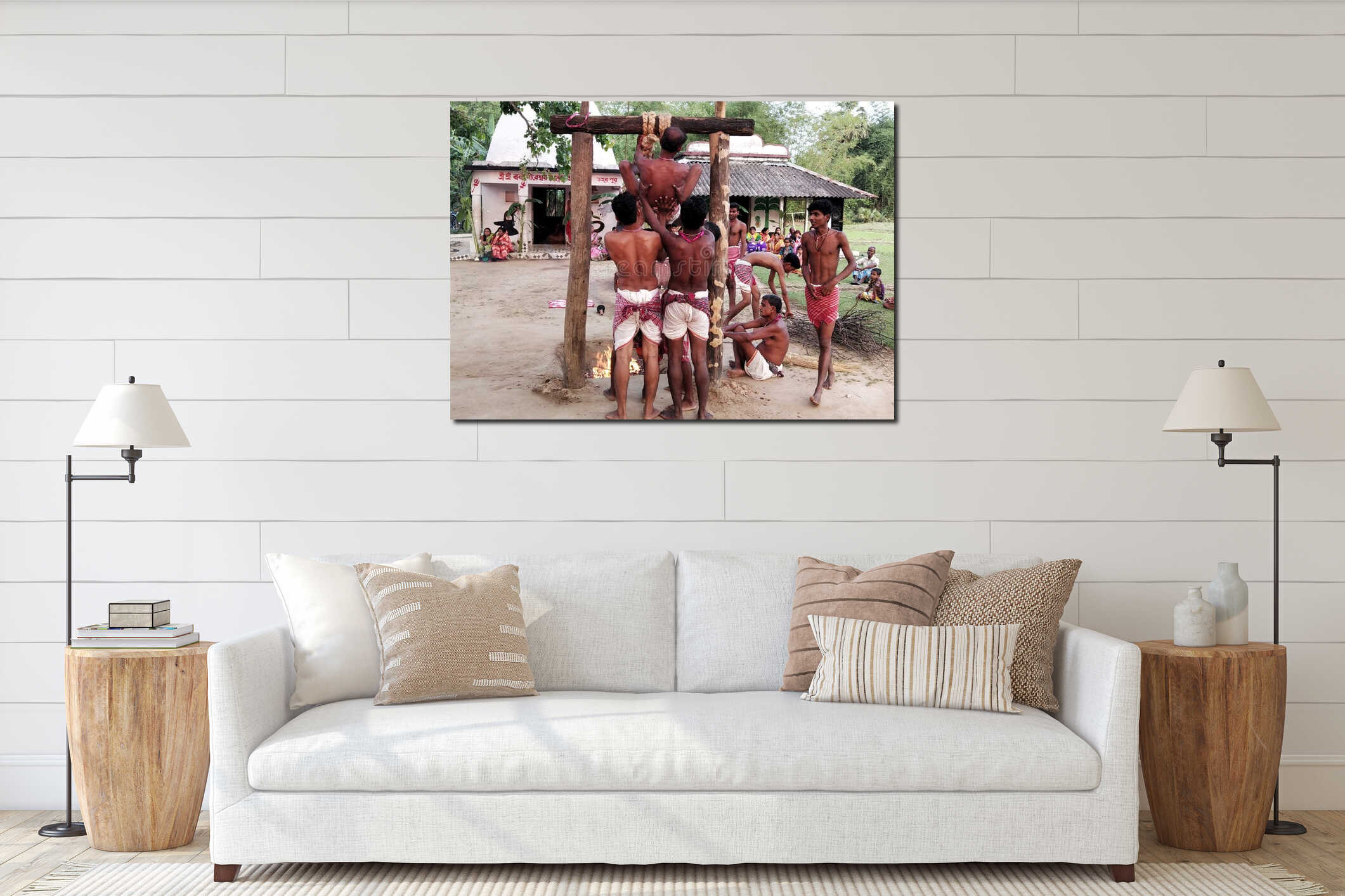 Canvas hanging interior mockup