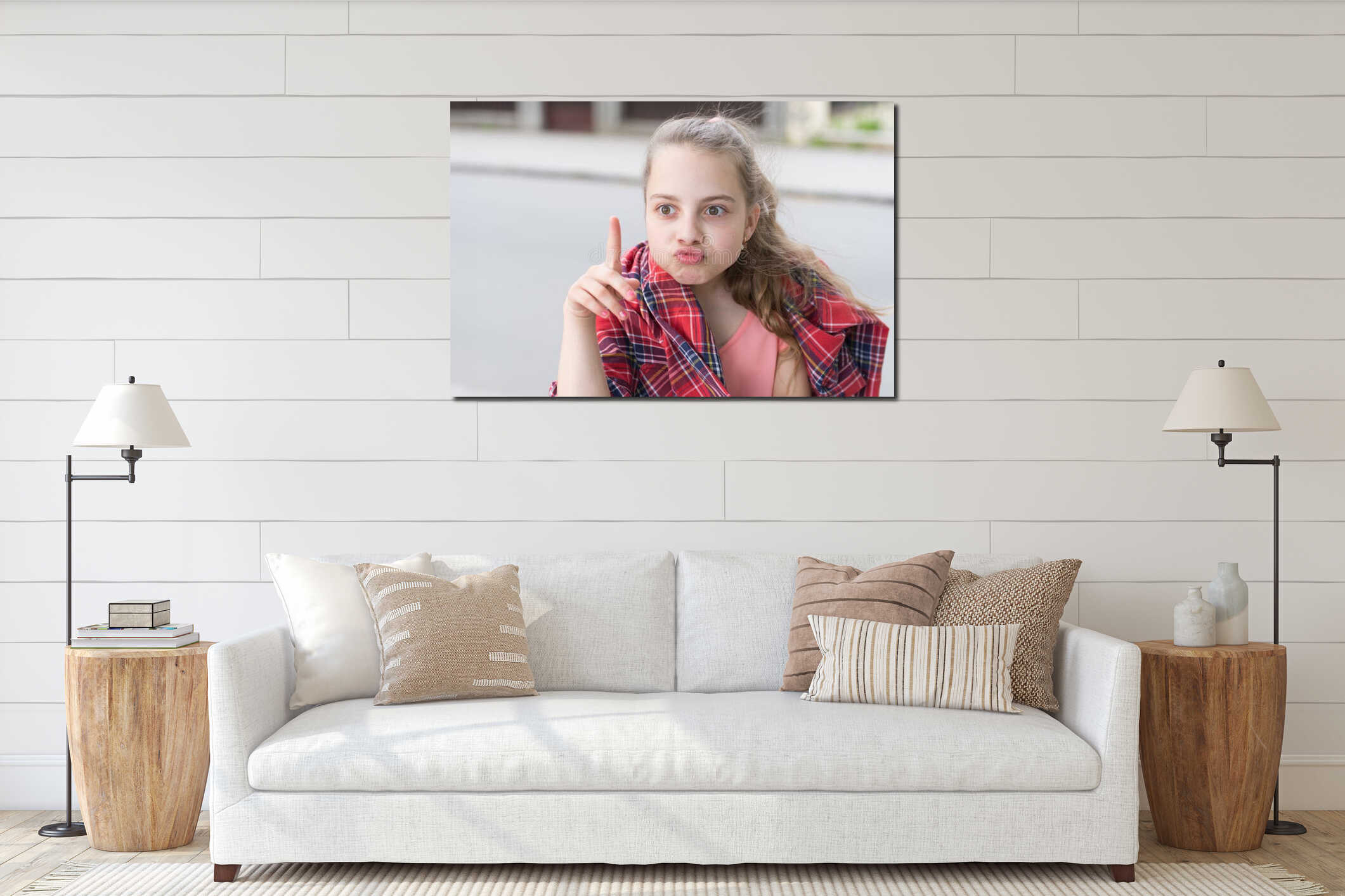 Canvas hanging interior mockup