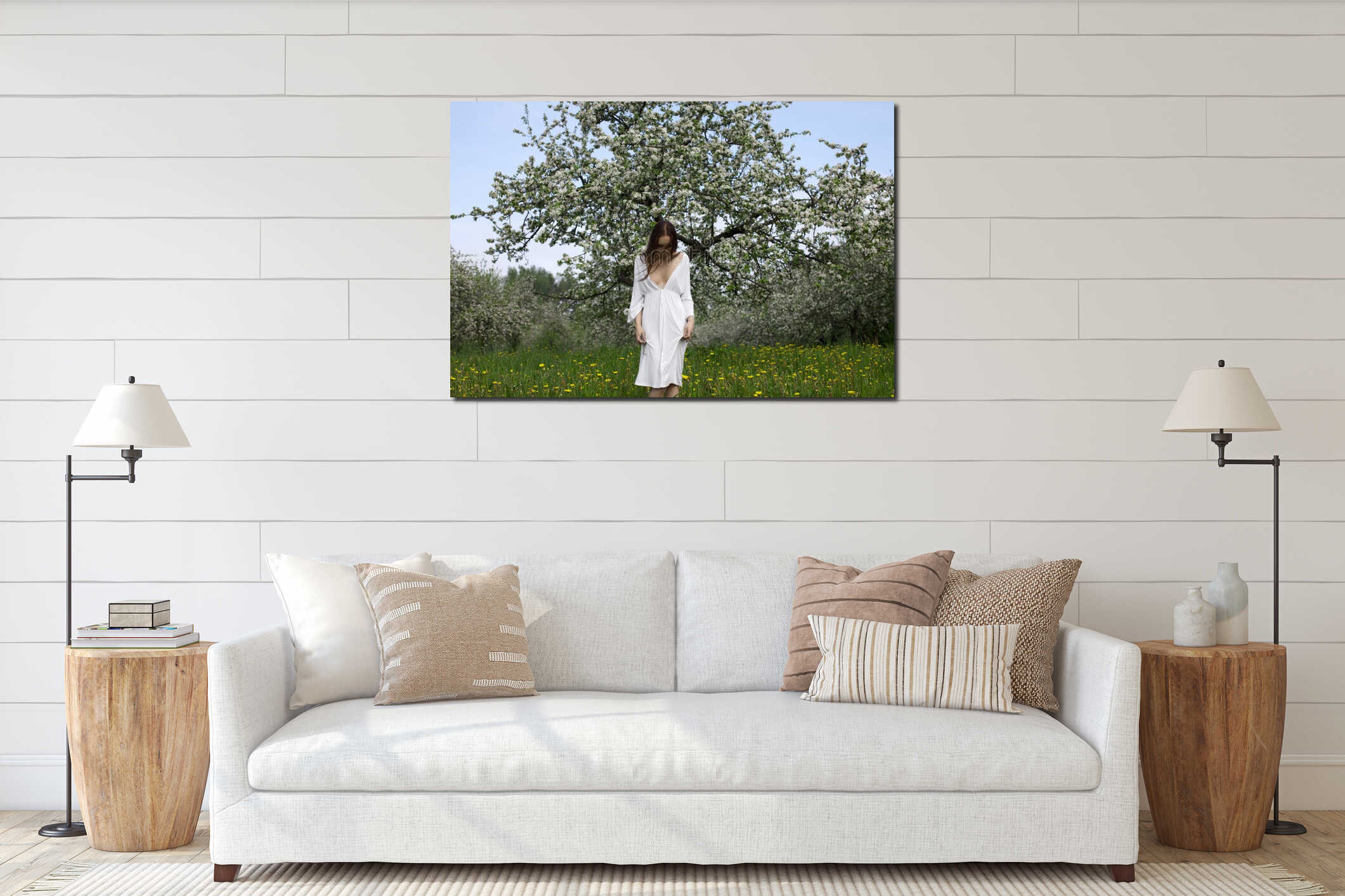 Canvas hanging interior mockup