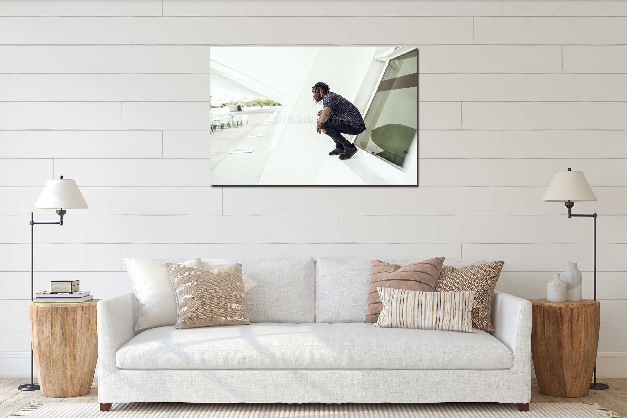 Canvas hanging interior mockup