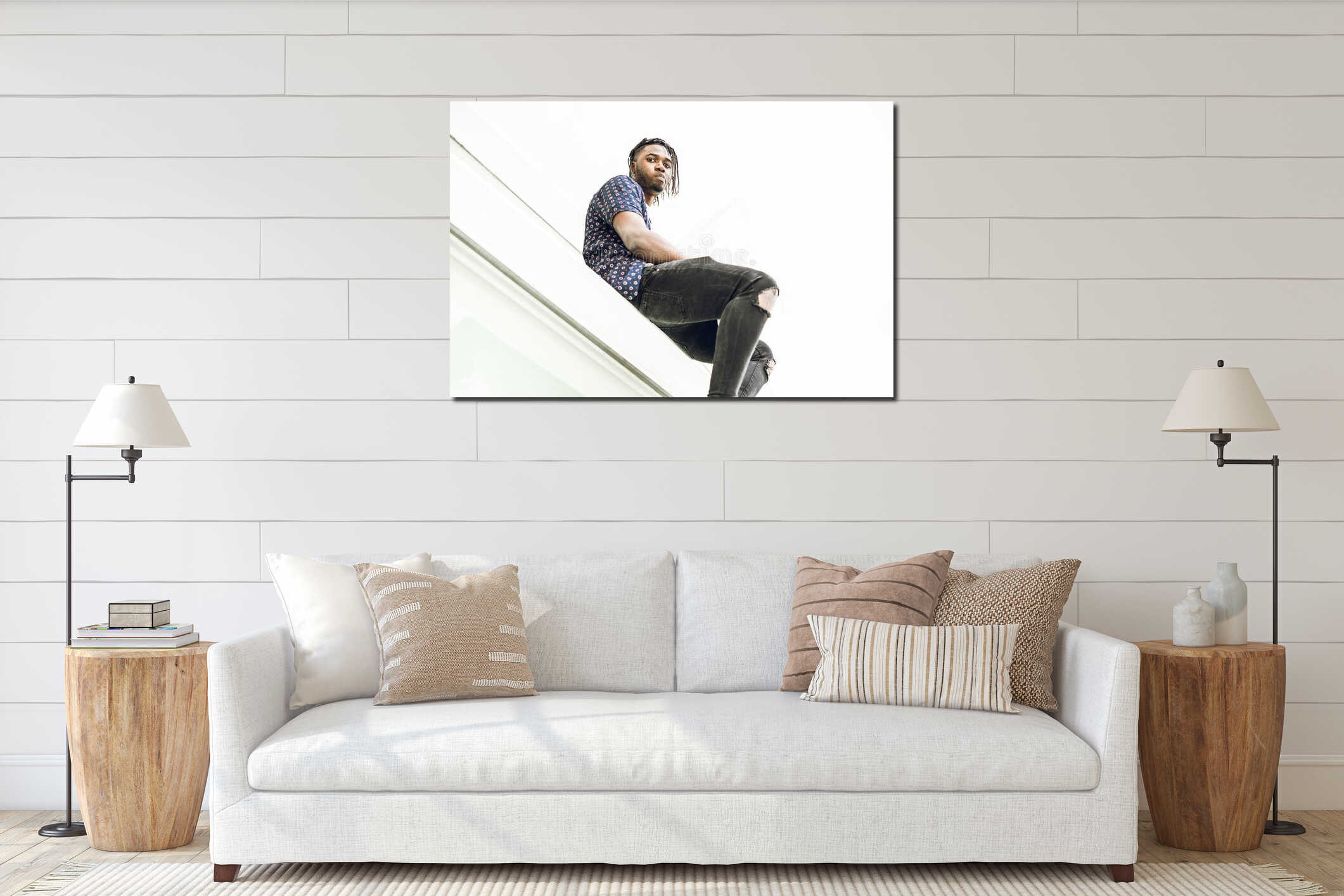 Canvas hanging interior mockup