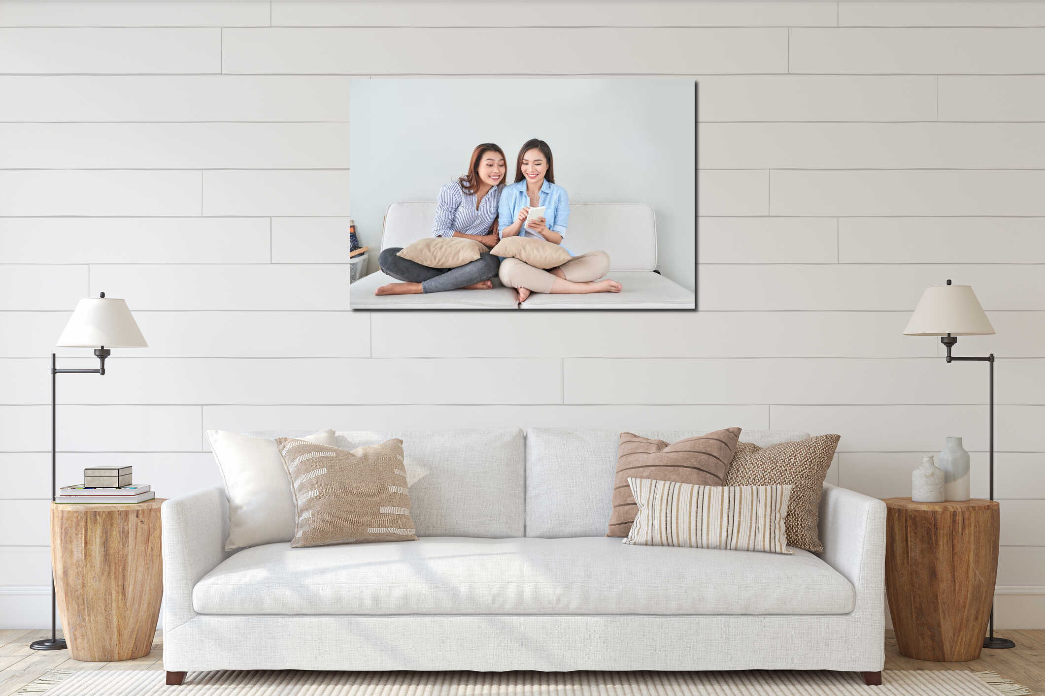 Canvas hanging interior mockup