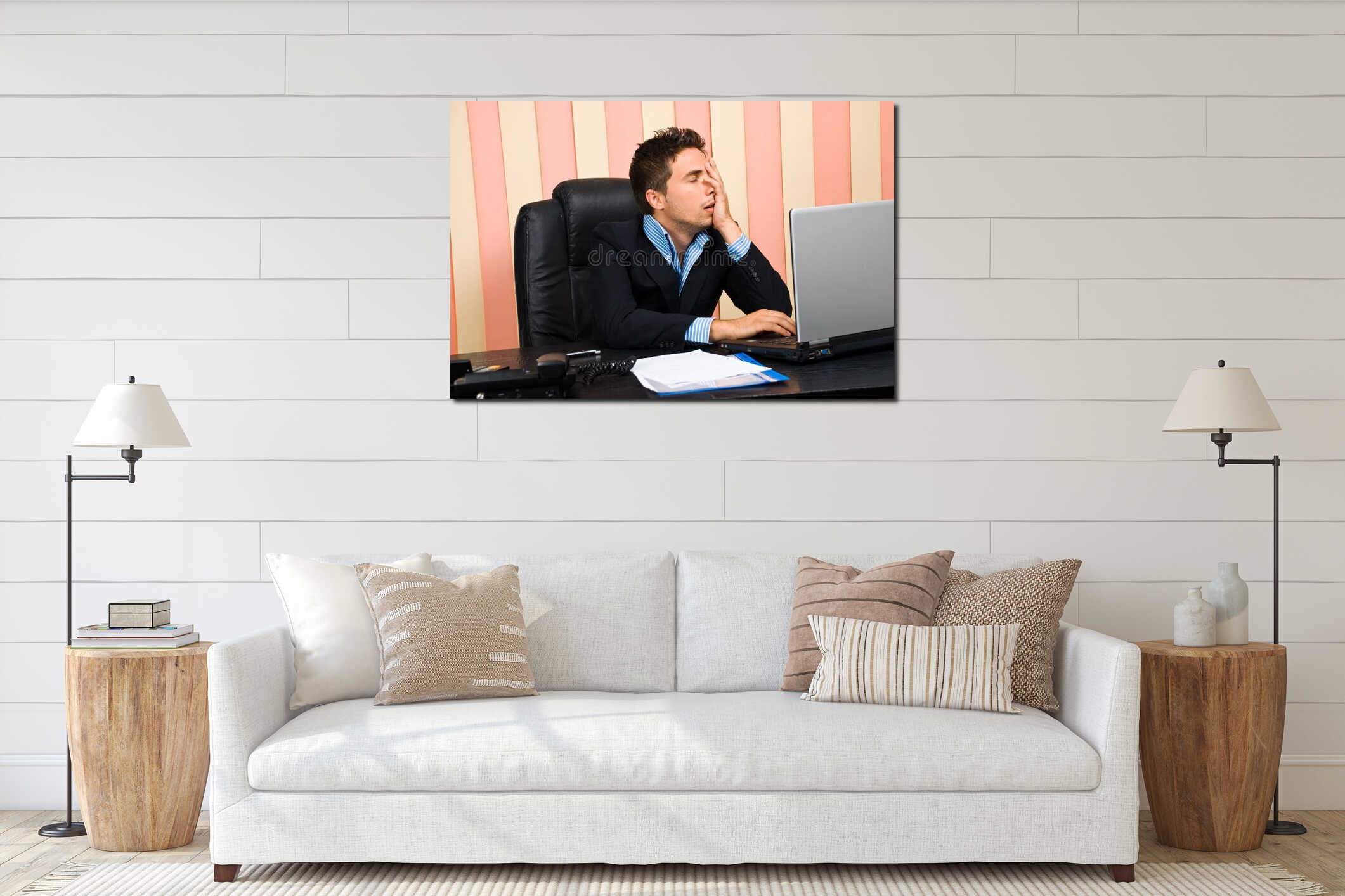 Canvas hanging interior mockup