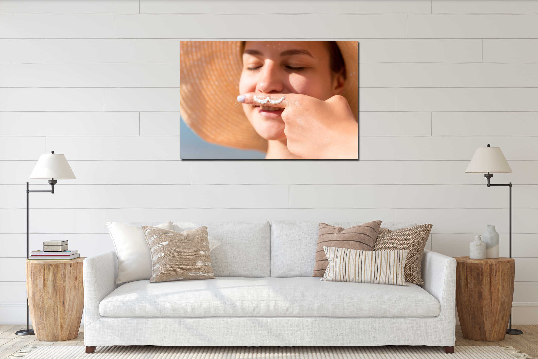Canvas hanging interior mockup