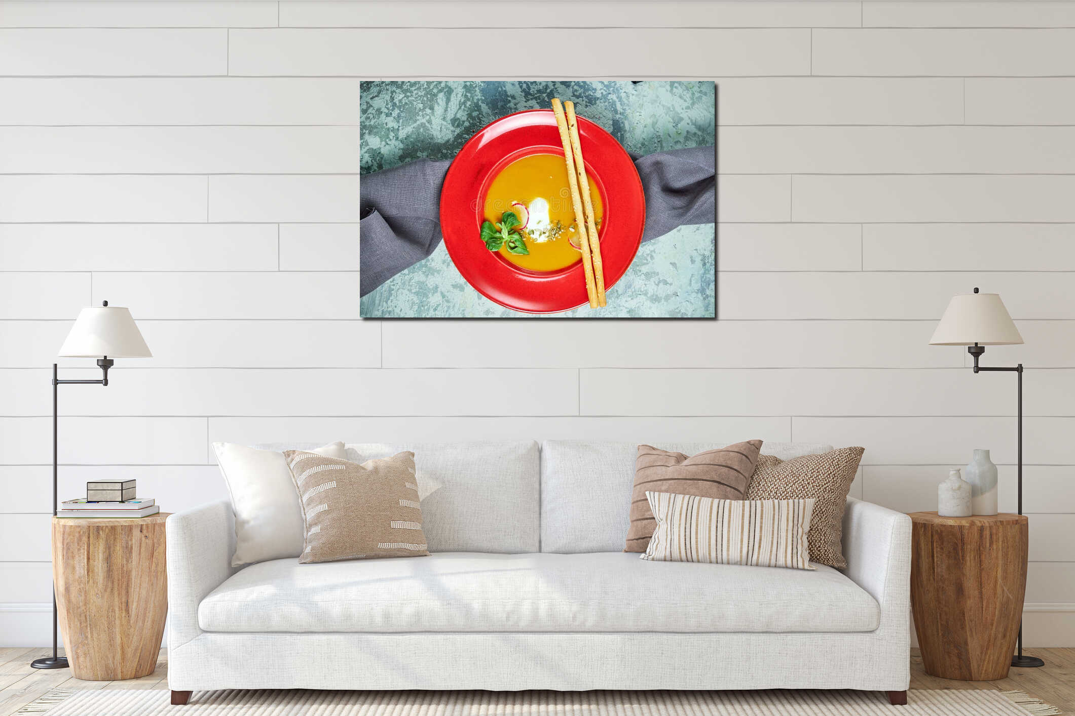 Canvas hanging interior mockup