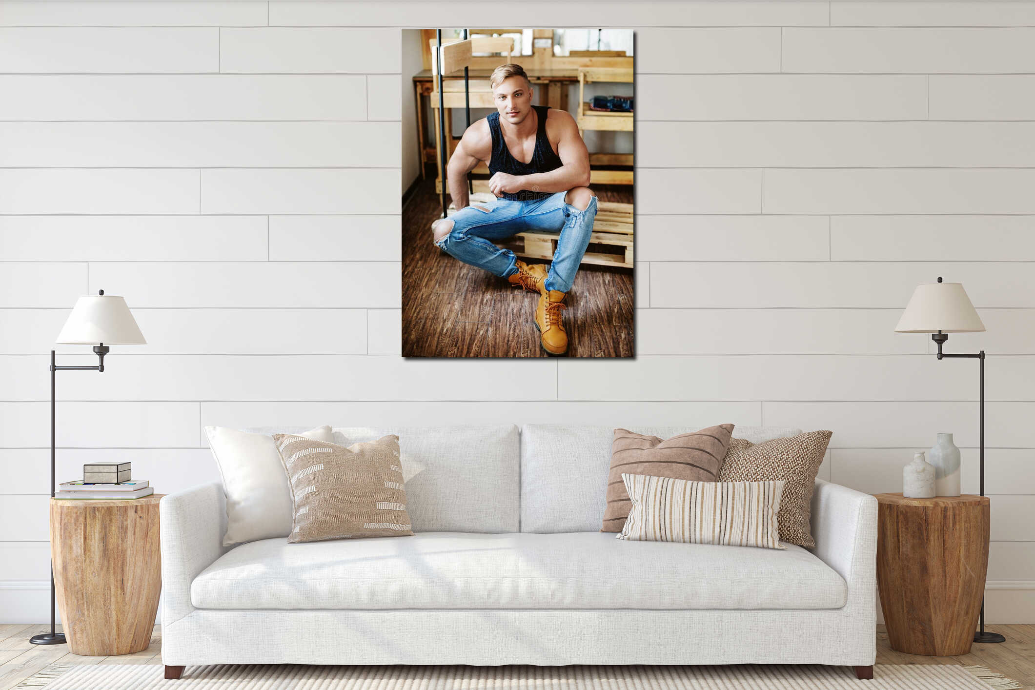 Canvas hanging interior mockup