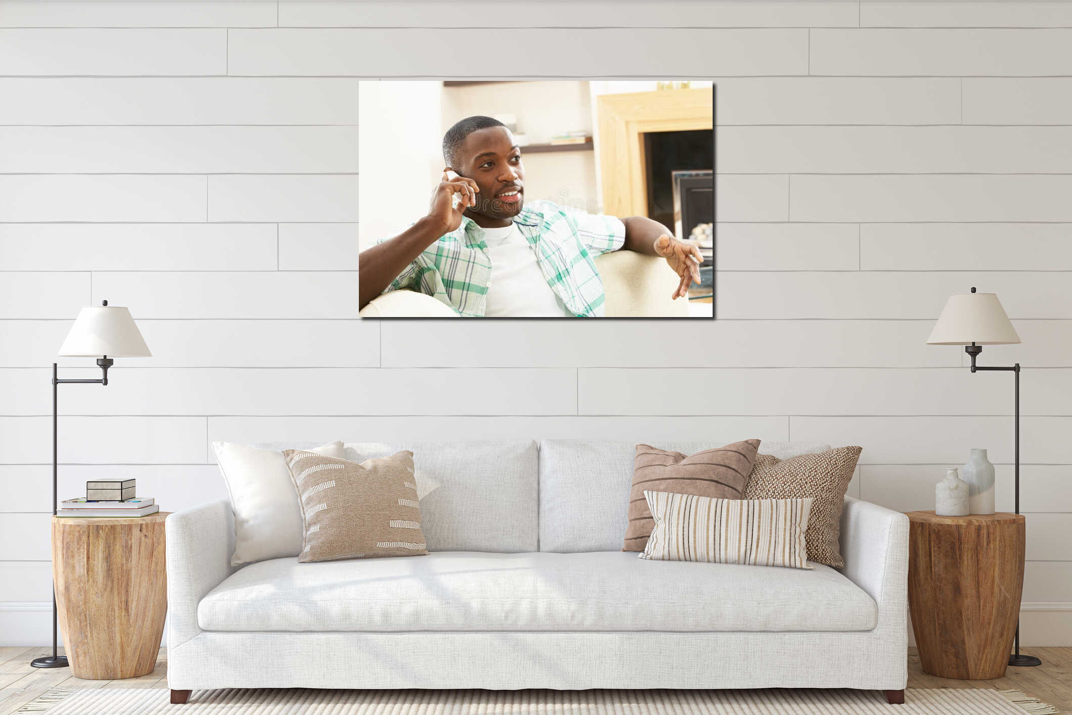 Canvas hanging interior mockup