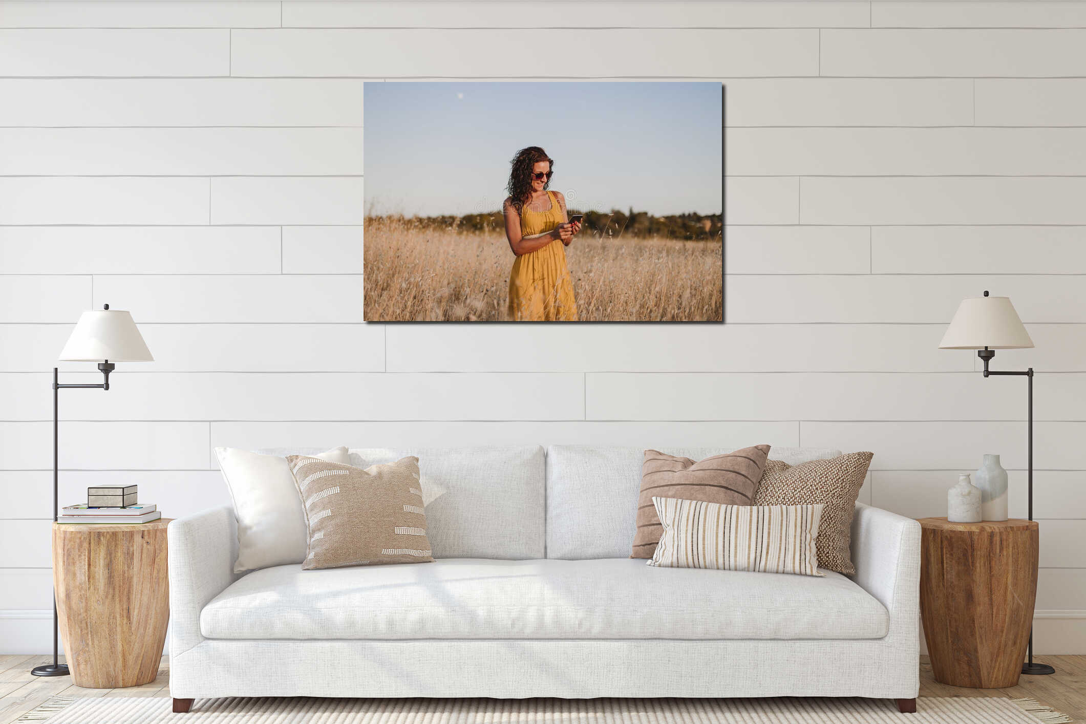 Canvas hanging interior mockup