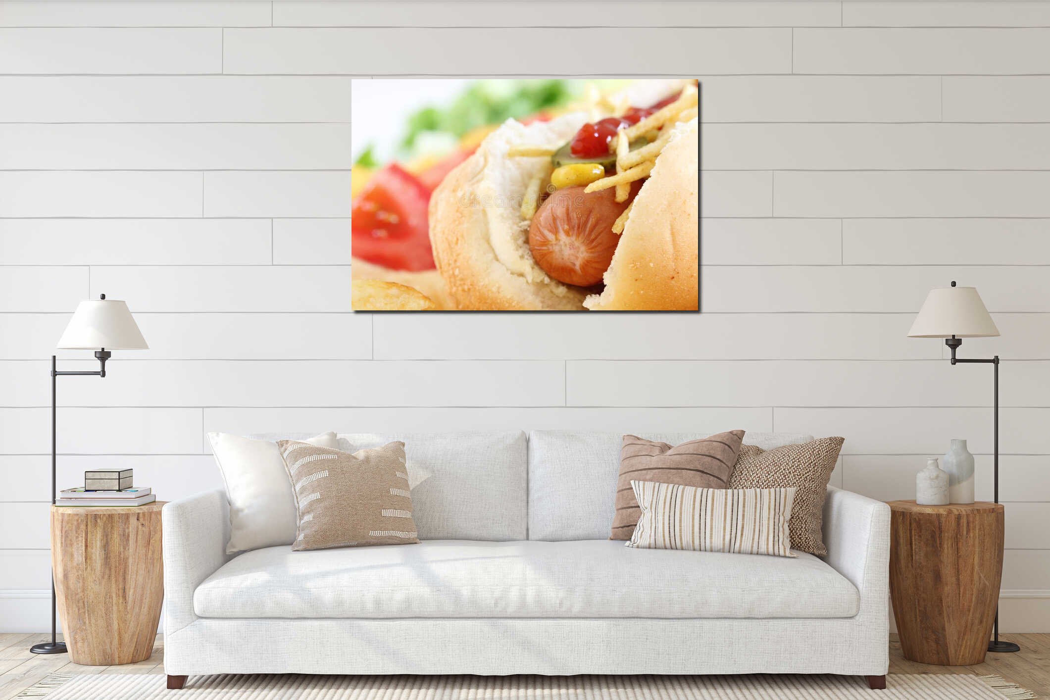 Canvas hanging interior mockup