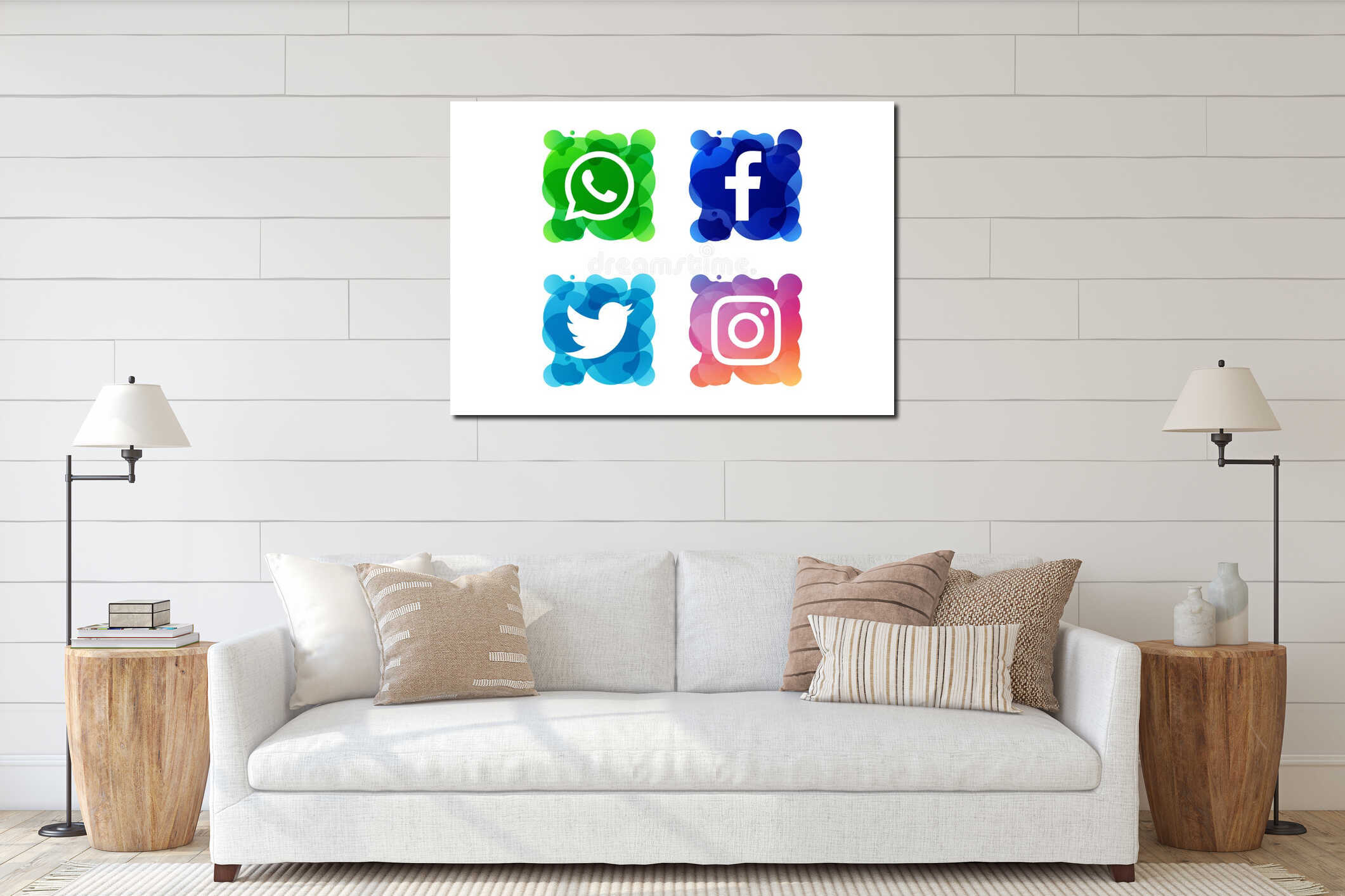 Canvas hanging interior mockup