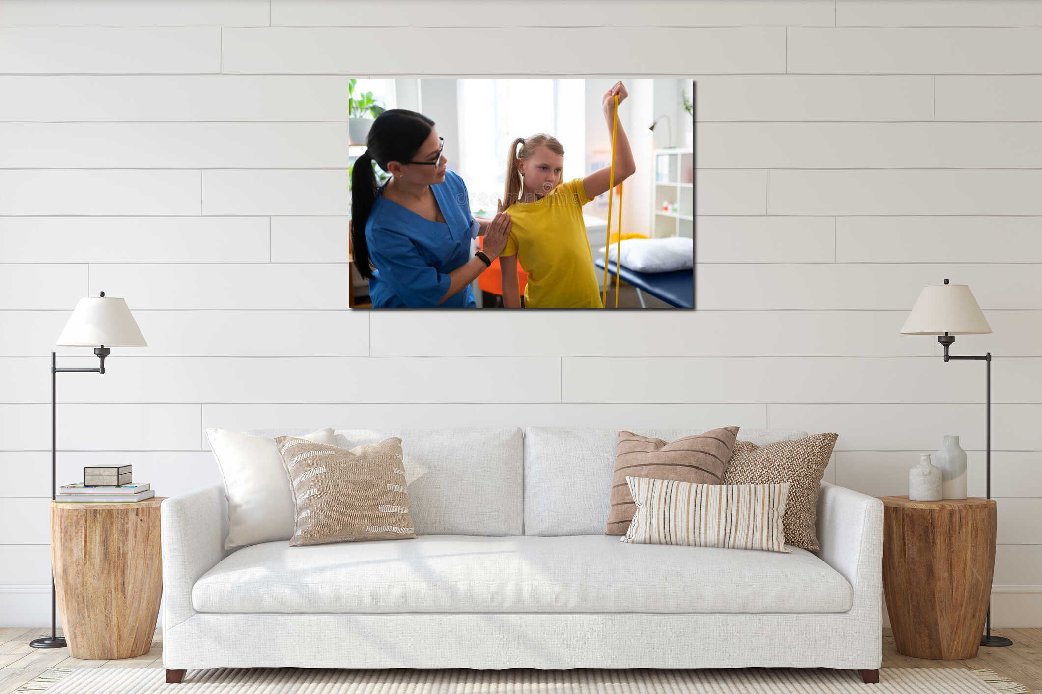 Canvas hanging interior mockup