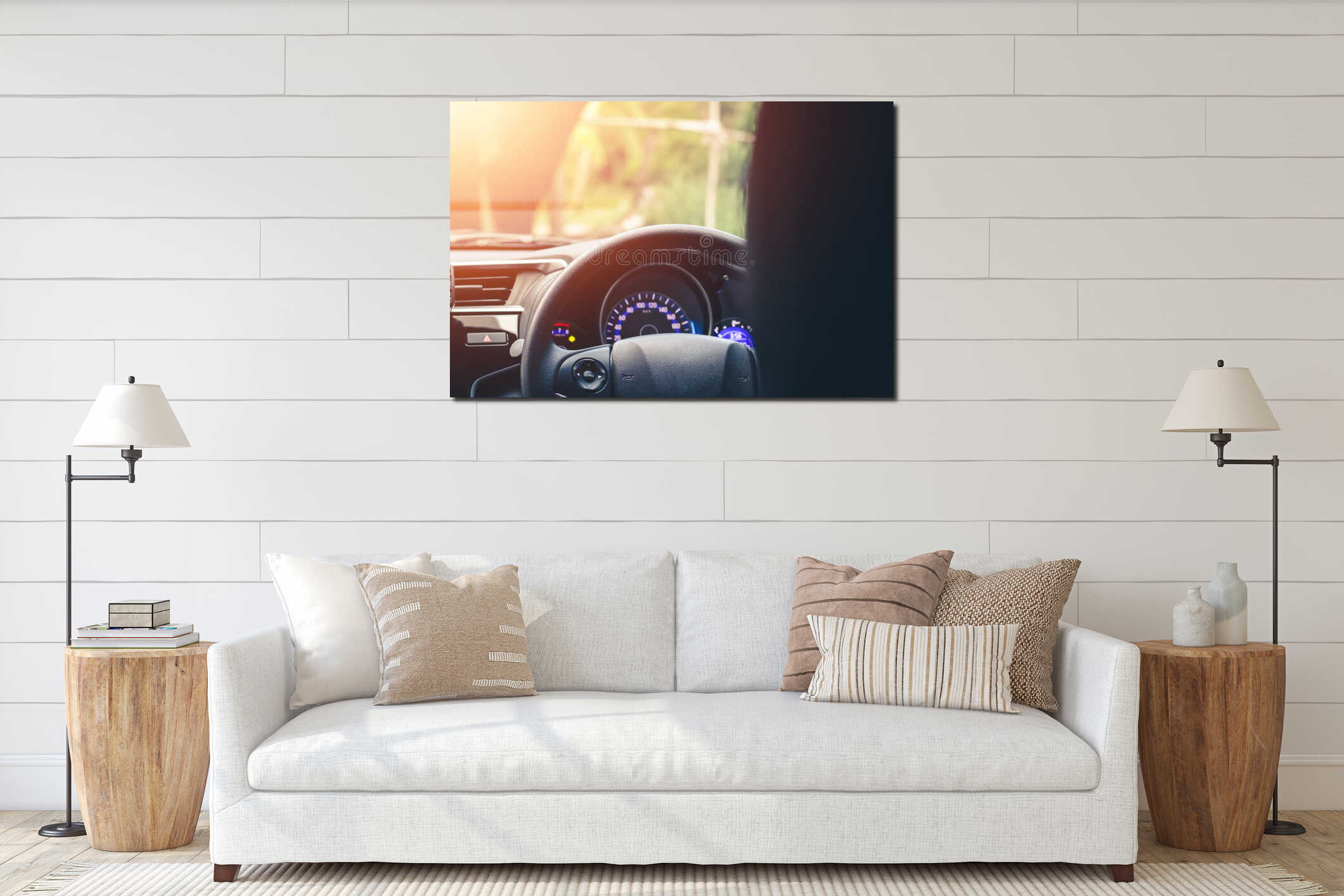Canvas hanging interior mockup