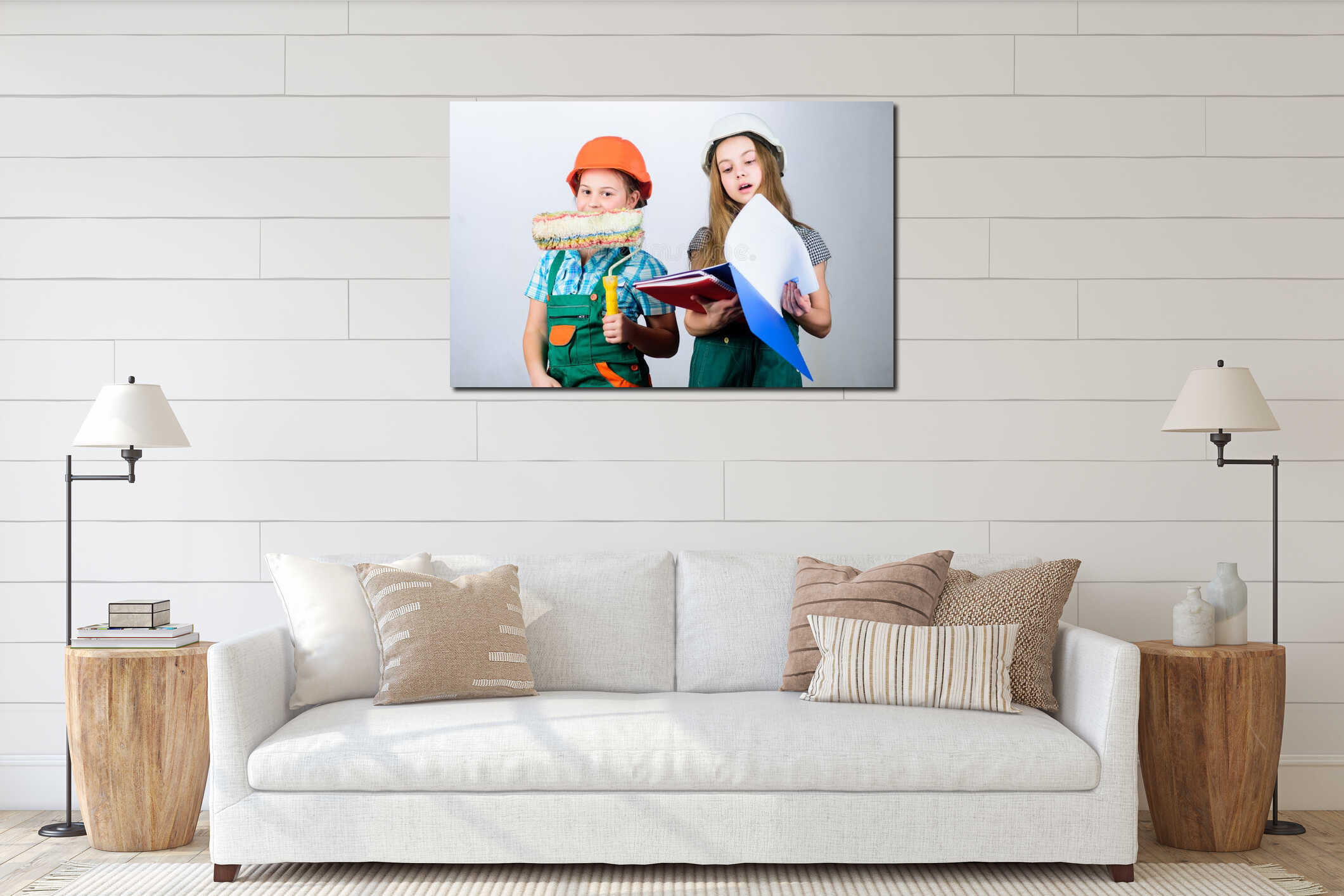 Canvas hanging interior mockup