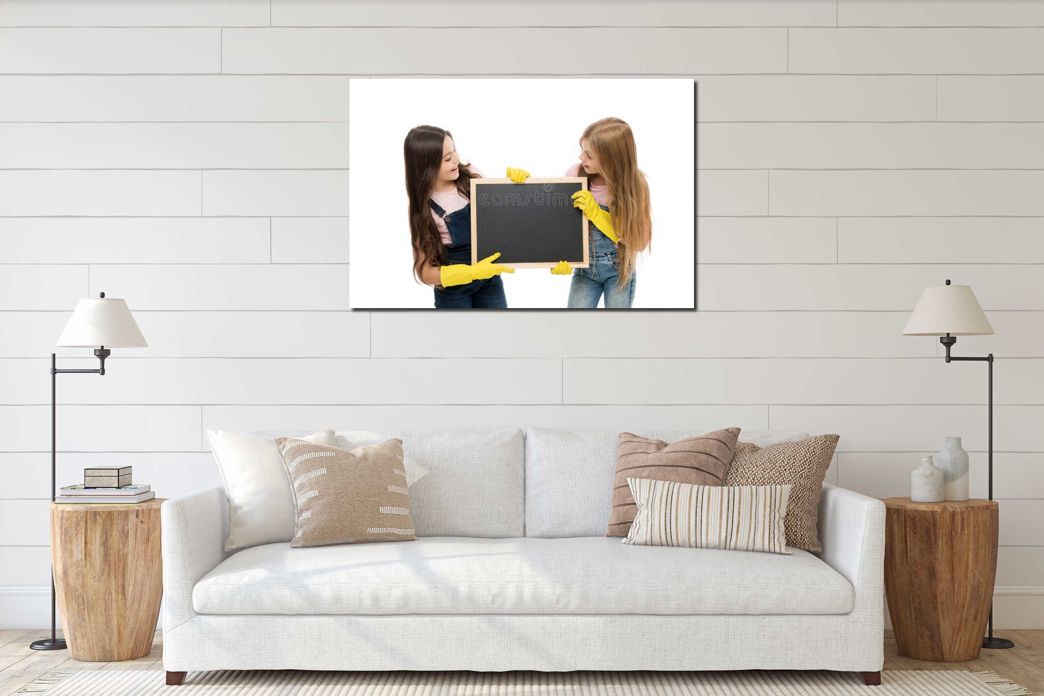 Canvas hanging interior mockup