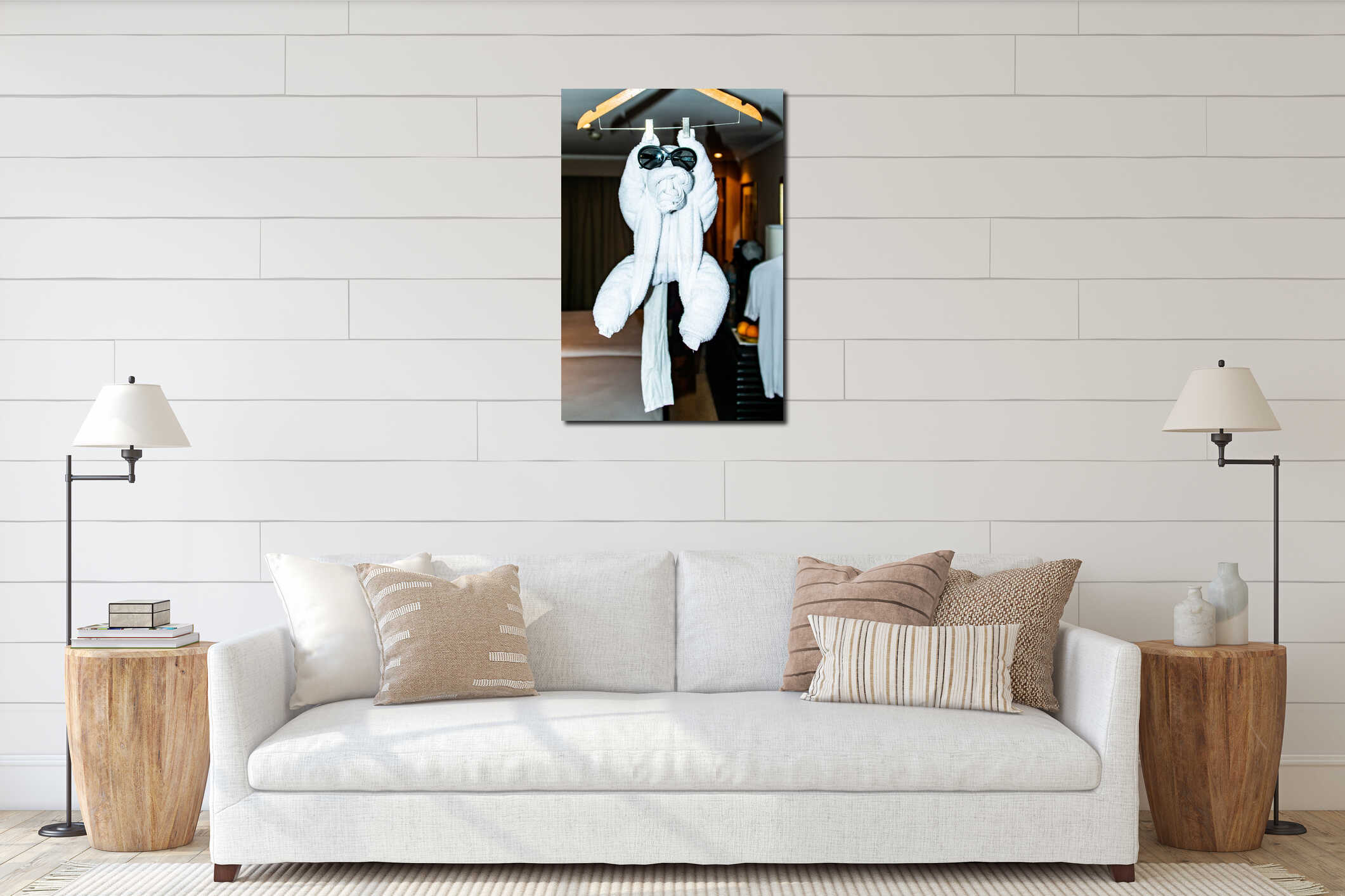 Canvas hanging interior mockup