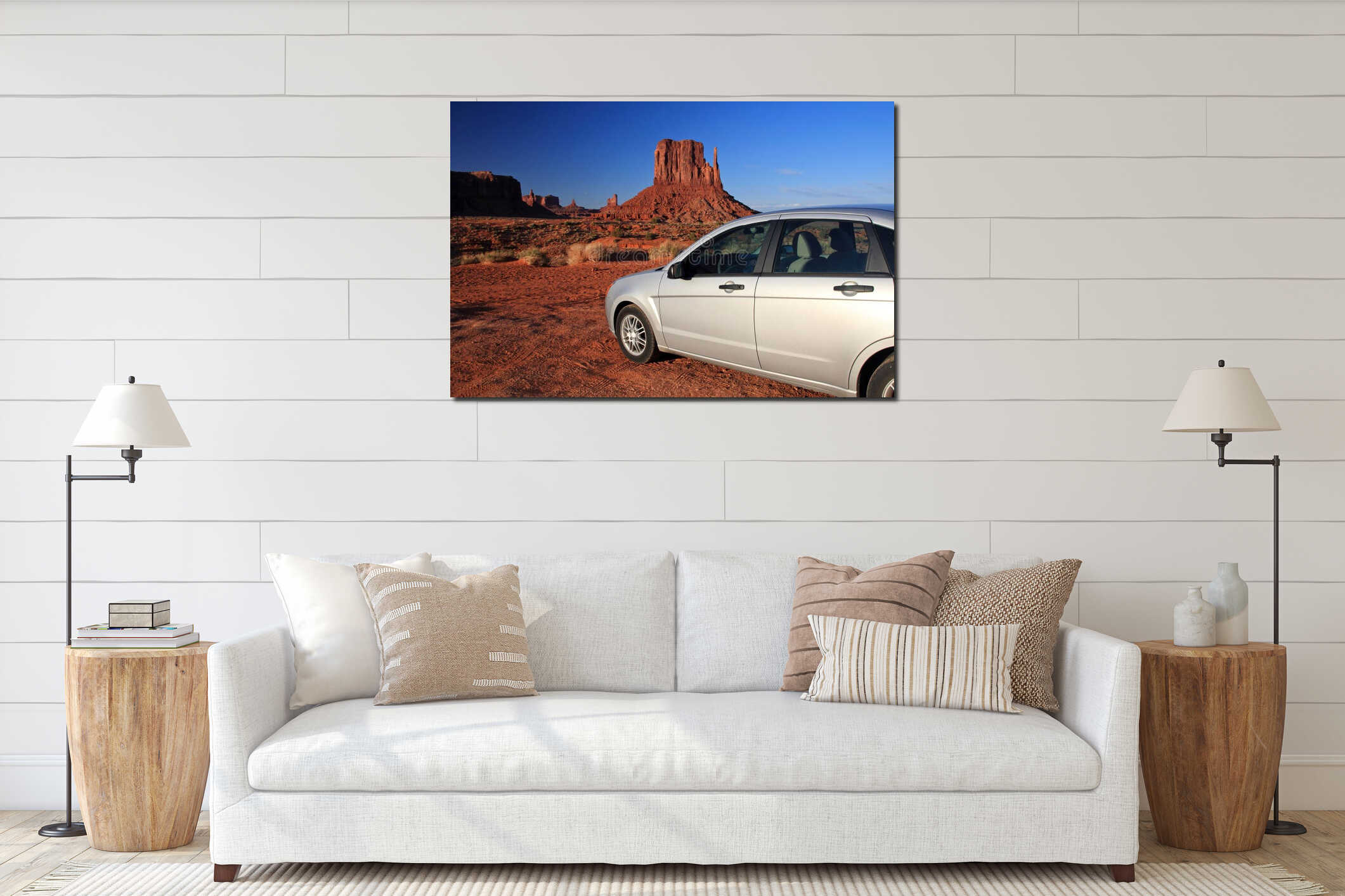 Canvas hanging interior mockup