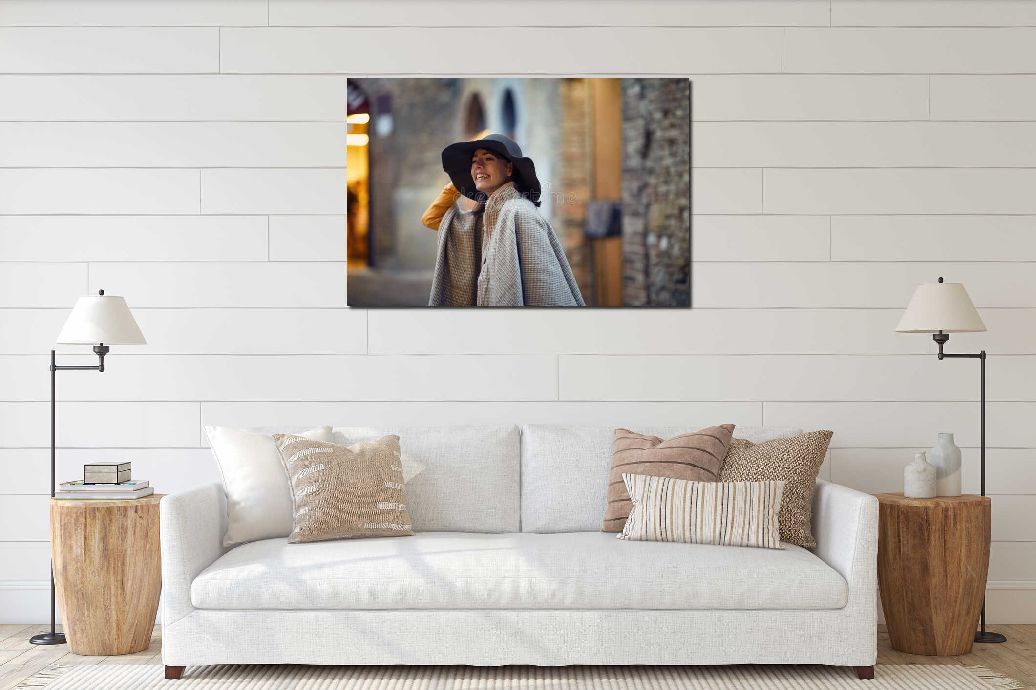 Canvas hanging interior mockup