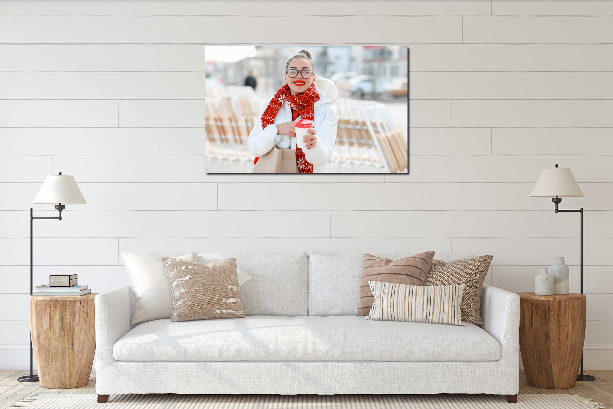 Canvas hanging interior mockup
