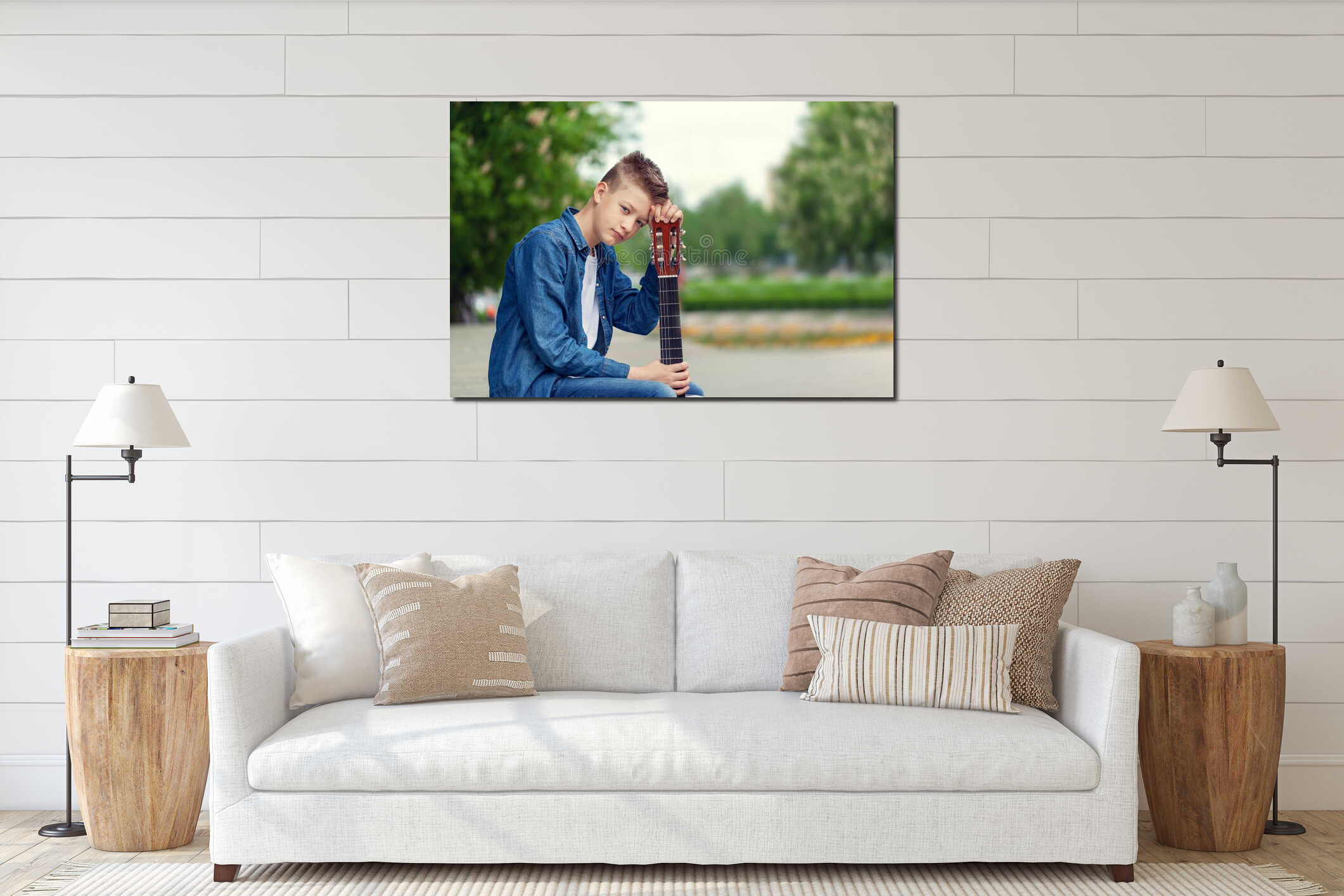 Canvas hanging interior mockup