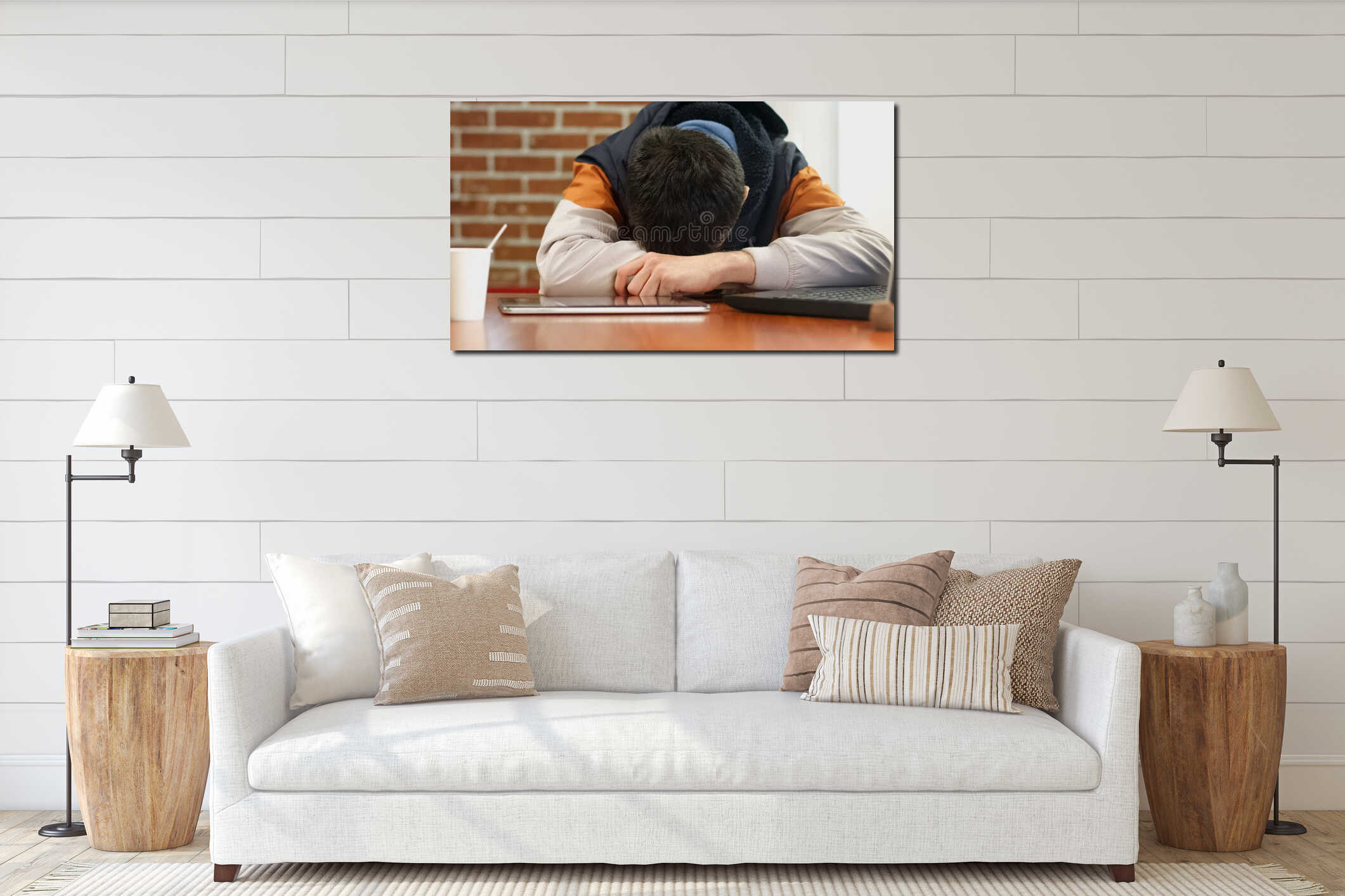 Canvas hanging interior mockup