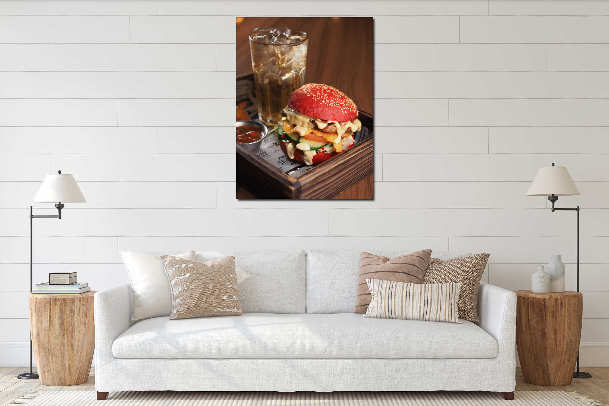 Canvas hanging interior mockup