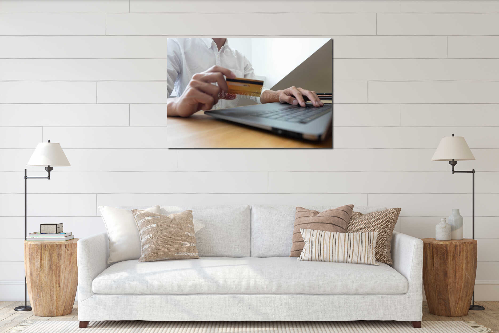 Canvas hanging interior mockup